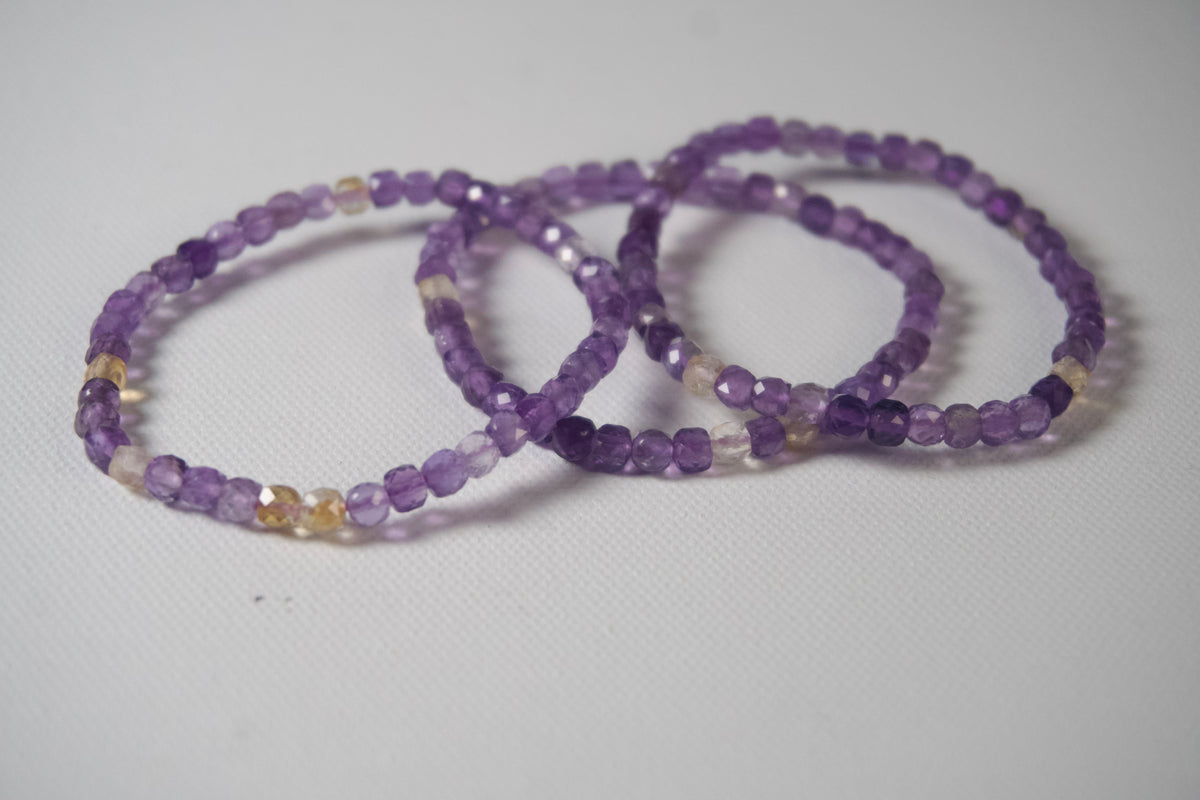 100% Natural Ametrine Faceted Stretch Bracelet