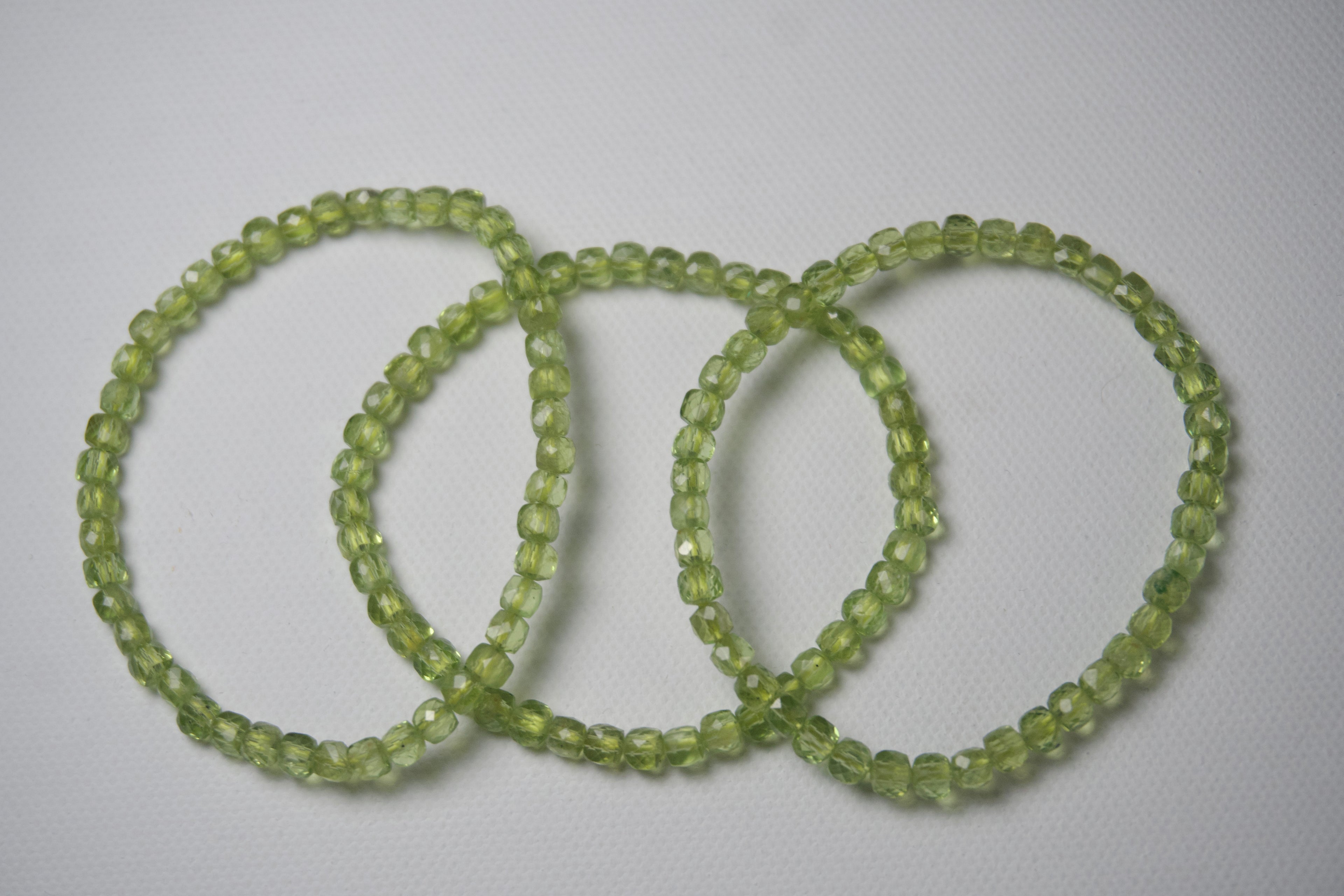 100% Natural Peridot Faceted Gemstone Bracelet