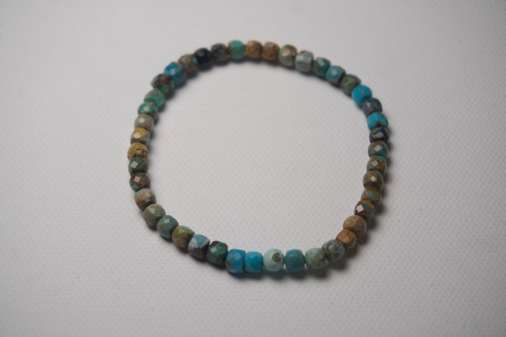 100% Natural Turquoise Faceted Stretch Bracelet