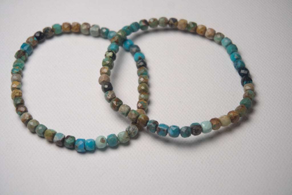 100% Natural Turquoise Faceted Stretch Bracelet