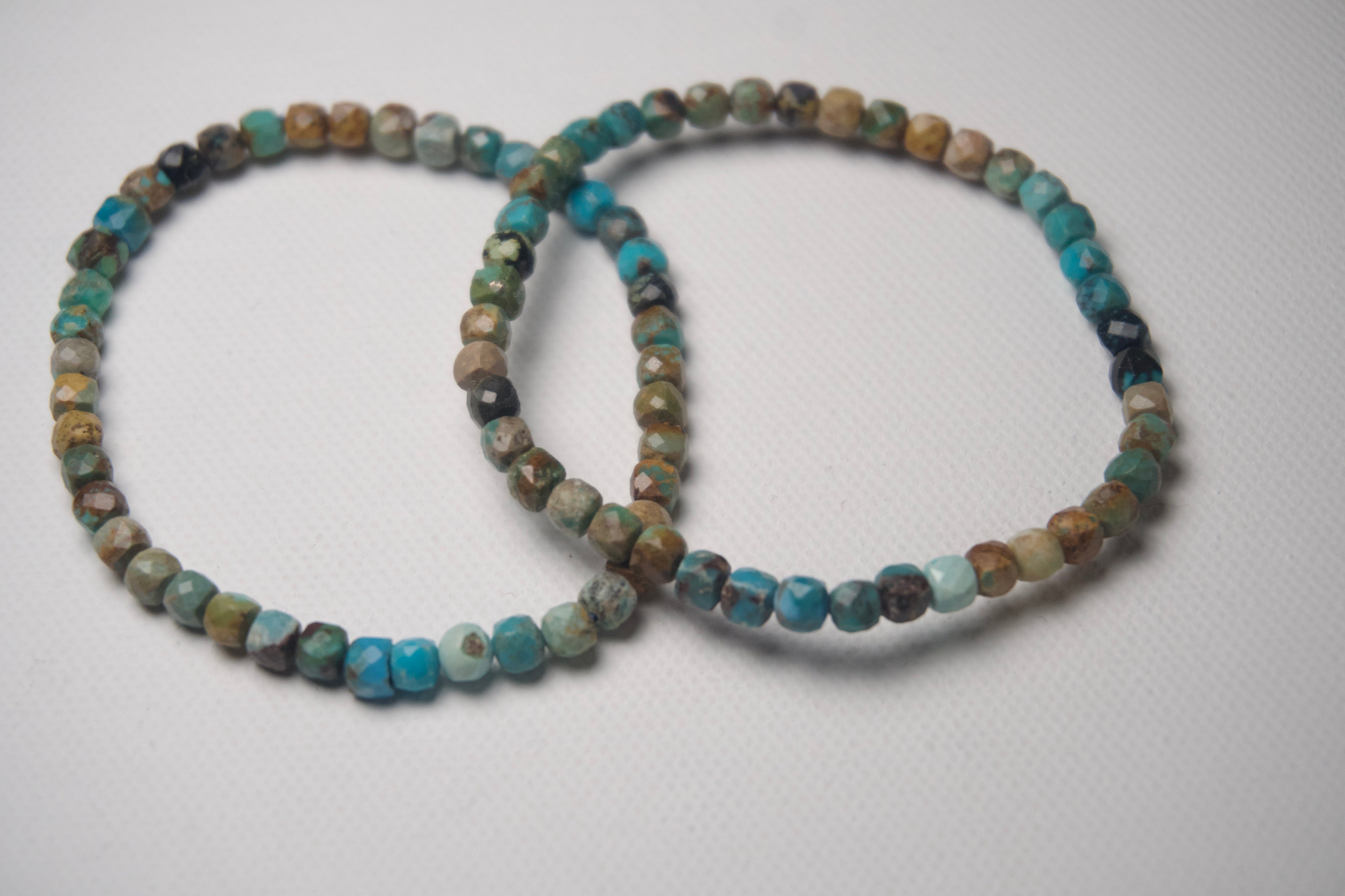 100% Natural Turquoise Faceted Stretch Bracelet