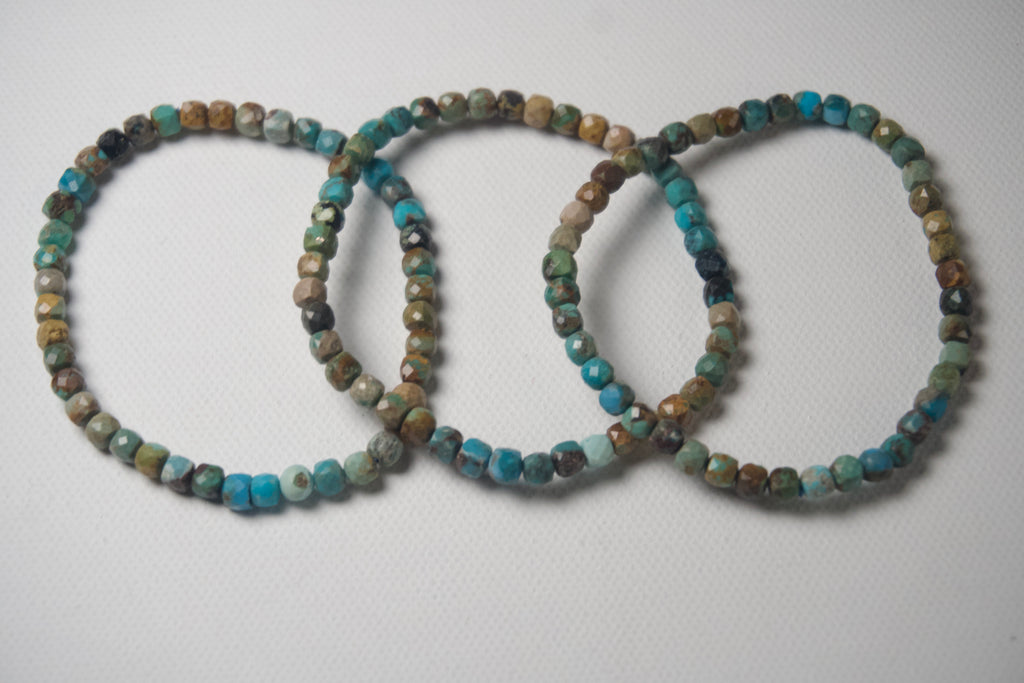 100% Natural Turquoise Faceted Stretch Bracelet