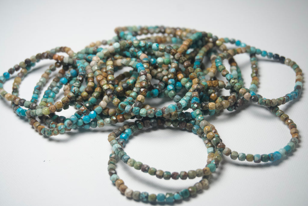 100% Natural Turquoise Faceted Stretch Bracelet