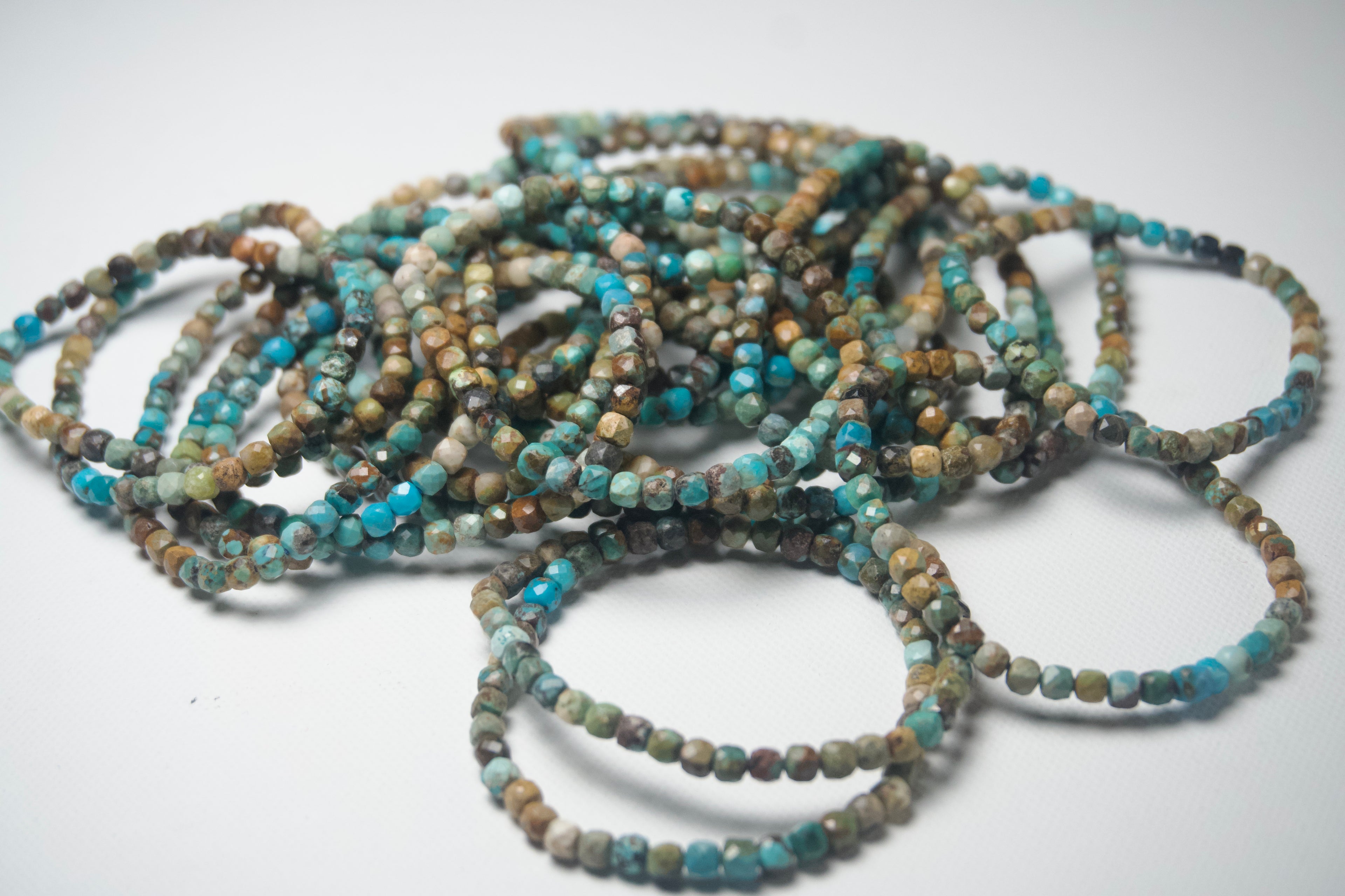 100% Natural Turquoise Faceted Stretch Bracelet