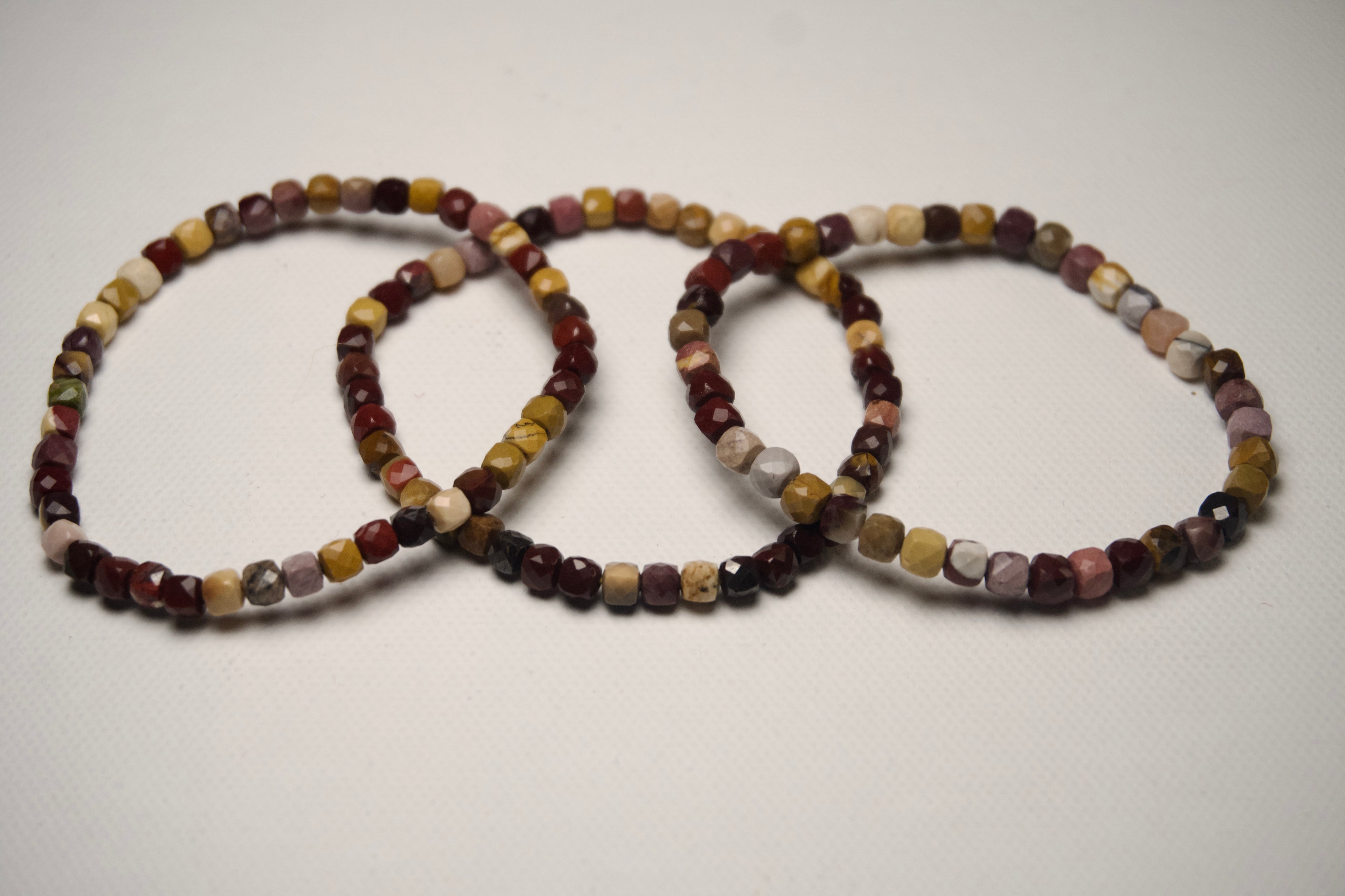 100% Natural Mookaite Jasper Faceted Stretch Bracelet