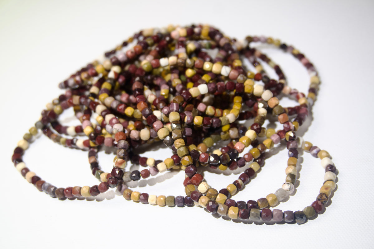 100% Natural Mookaite Jasper Faceted Stretch Bracelet