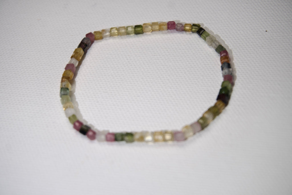 100% Natural Multi-Color Tourmaline Faceted Stretch Bracelet