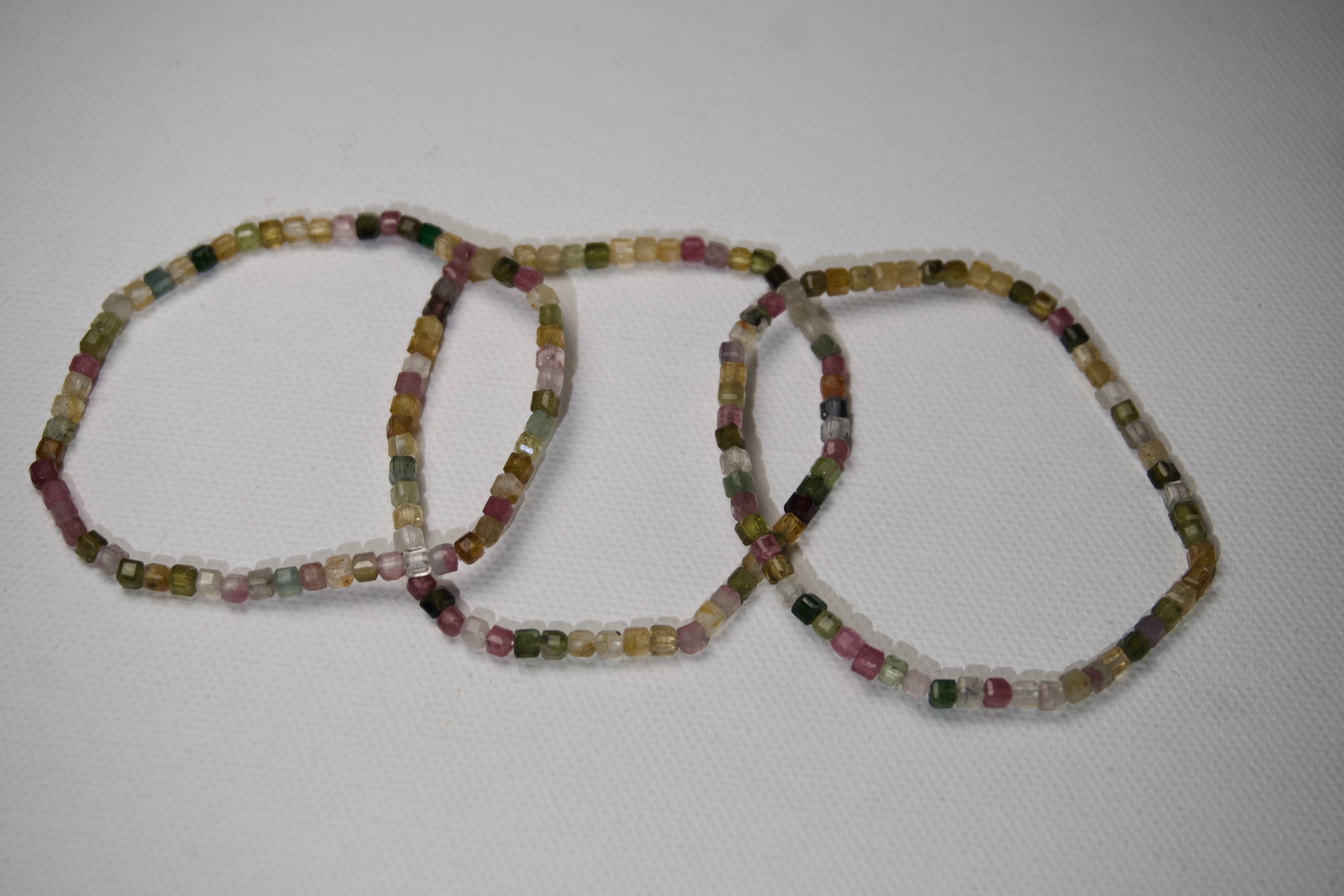 100% Natural Multi-Color Tourmaline Faceted Stretch Bracelet