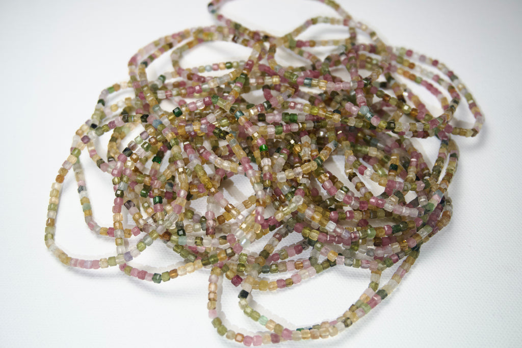100% Natural Multi-Color Tourmaline Faceted Stretch Bracelet