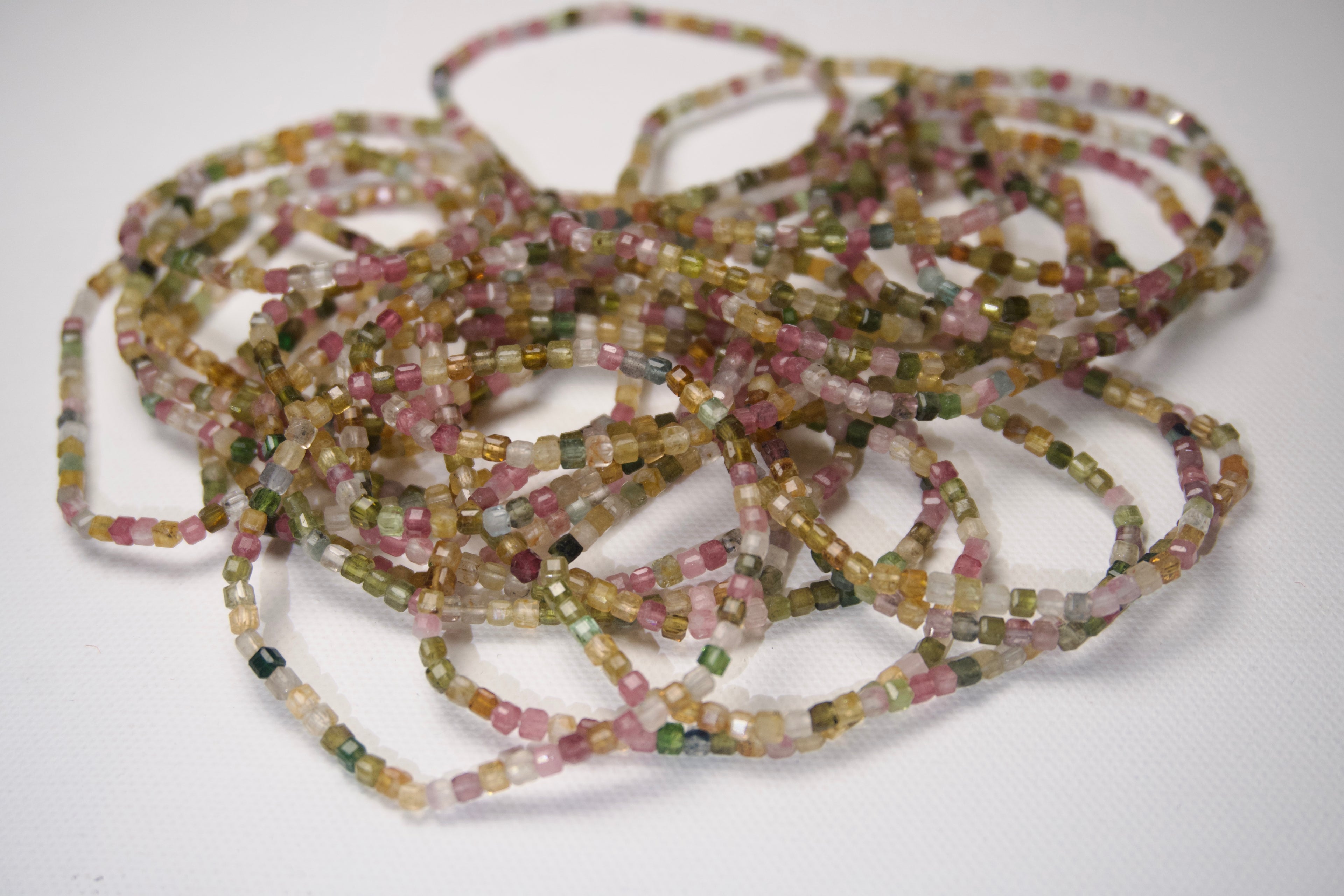 100% Natural Multi-Color Tourmaline Faceted Stretch Bracelet