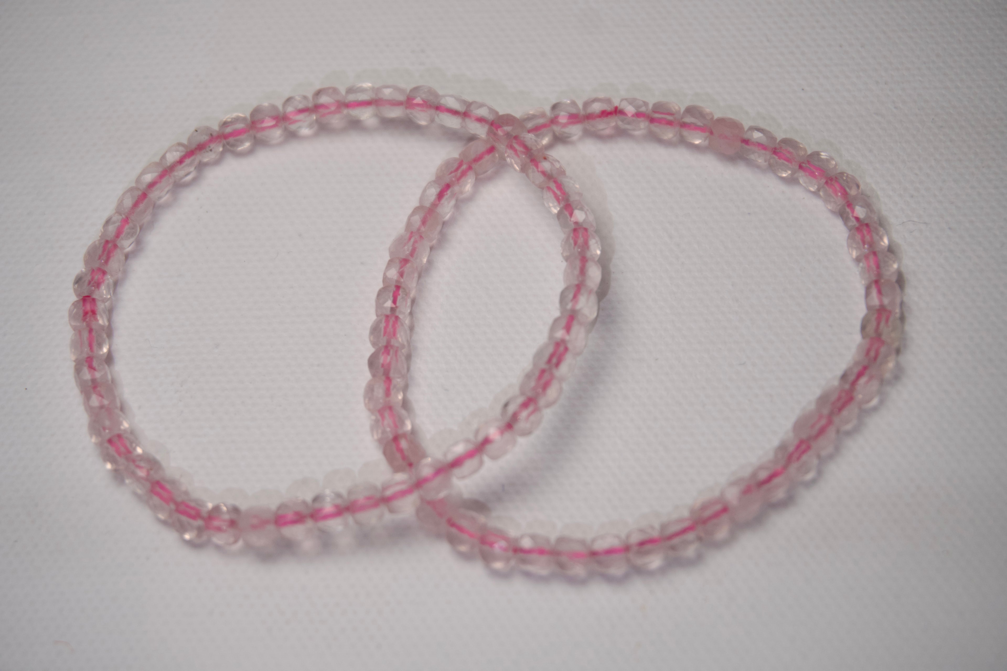 100% Natural Clear Quartz Crystal Faceted Stretch Bracelet