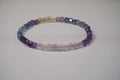 100% Natural Rainbow Fluorite Faceted Gemstone Stretch Bracelet – Multicolor Crystal Beaded Bracelet