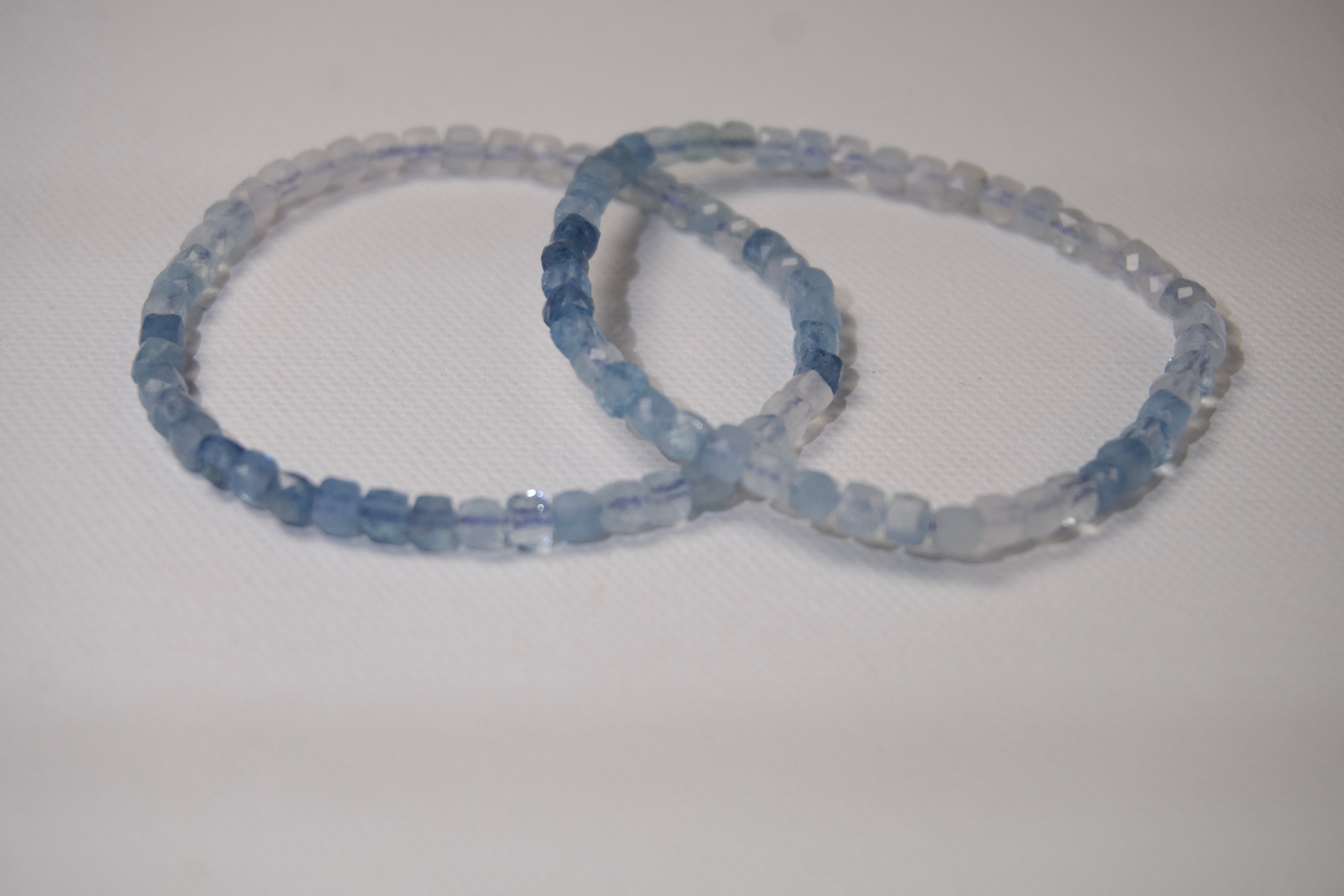 100% Natural Aquamarine Faceted Gemstone Stretch Bracelet – Blue Cube Bead Crystal Bracelet | 1 Piece | Senzai Gems