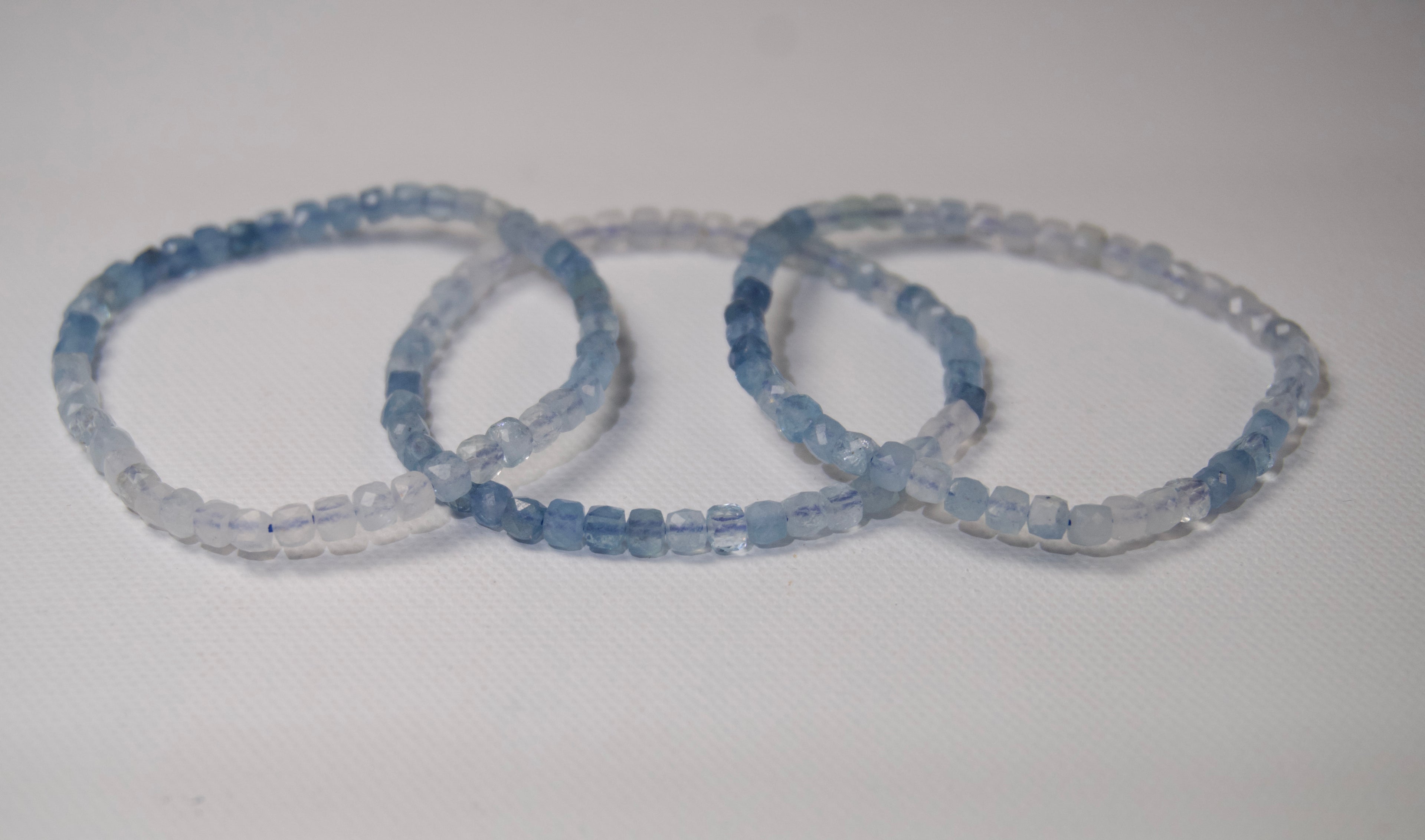 100% Natural Aquamarine Faceted Gemstone Stretch Bracelet – Blue Cube Bead Crystal Bracelet | 1 Piece | Senzai Gems