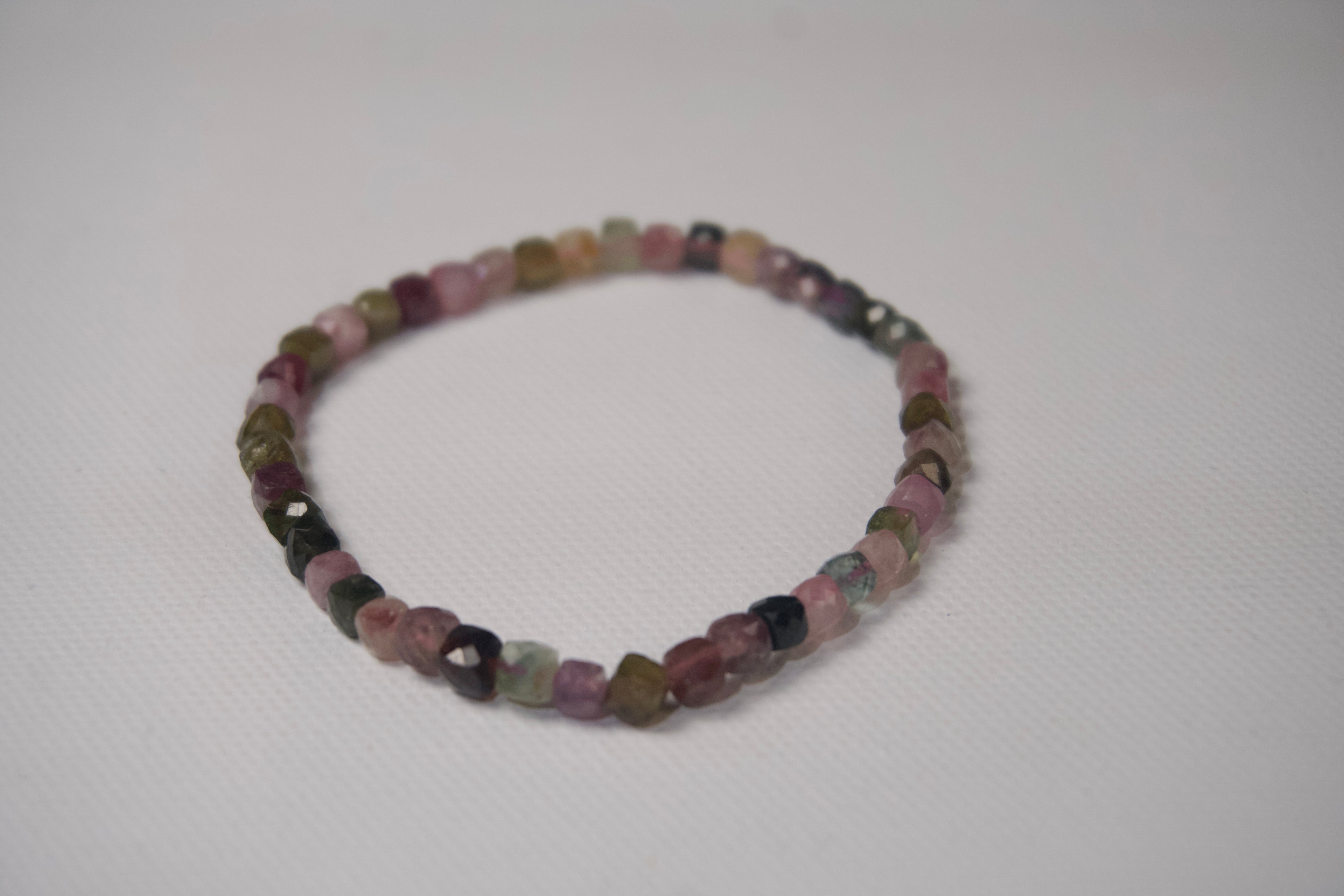 100% Natural Multi-Color Tourmaline Faceted Gemstone Stretch Bracelet | Handmade Genuine Crystal Beaded Bracelet