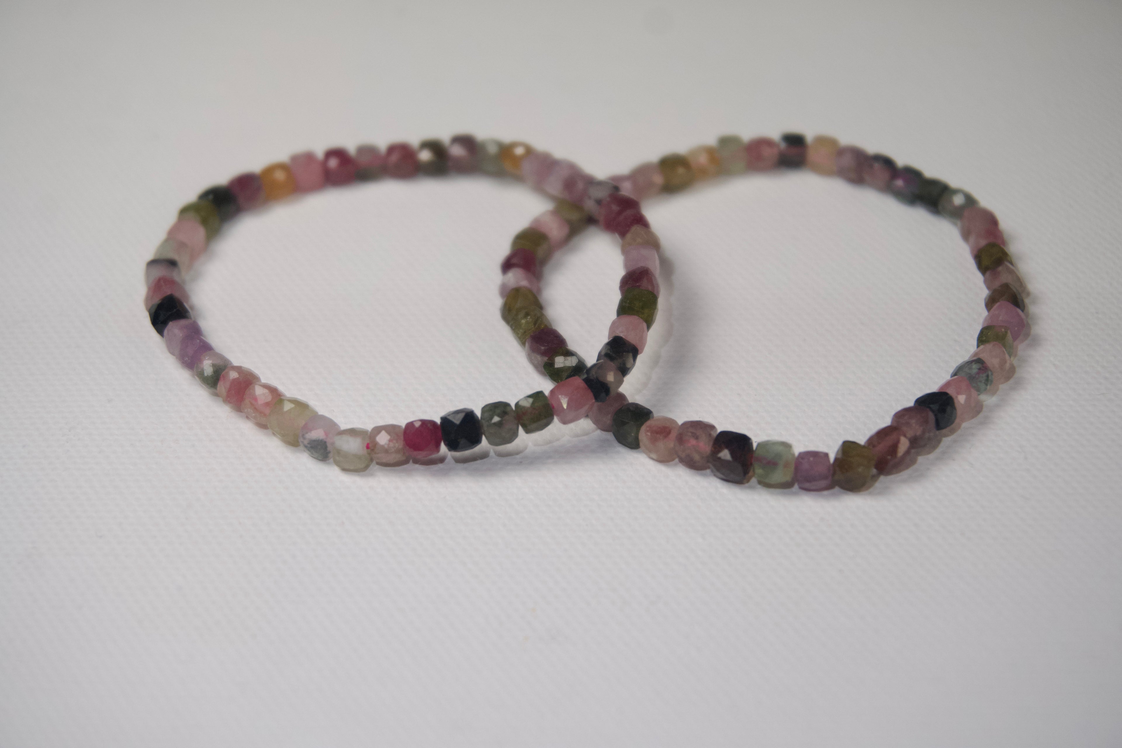100% Natural Multi-Color Tourmaline Faceted Gemstone Stretch Bracelet | Handmade Genuine Crystal Beaded Bracelet