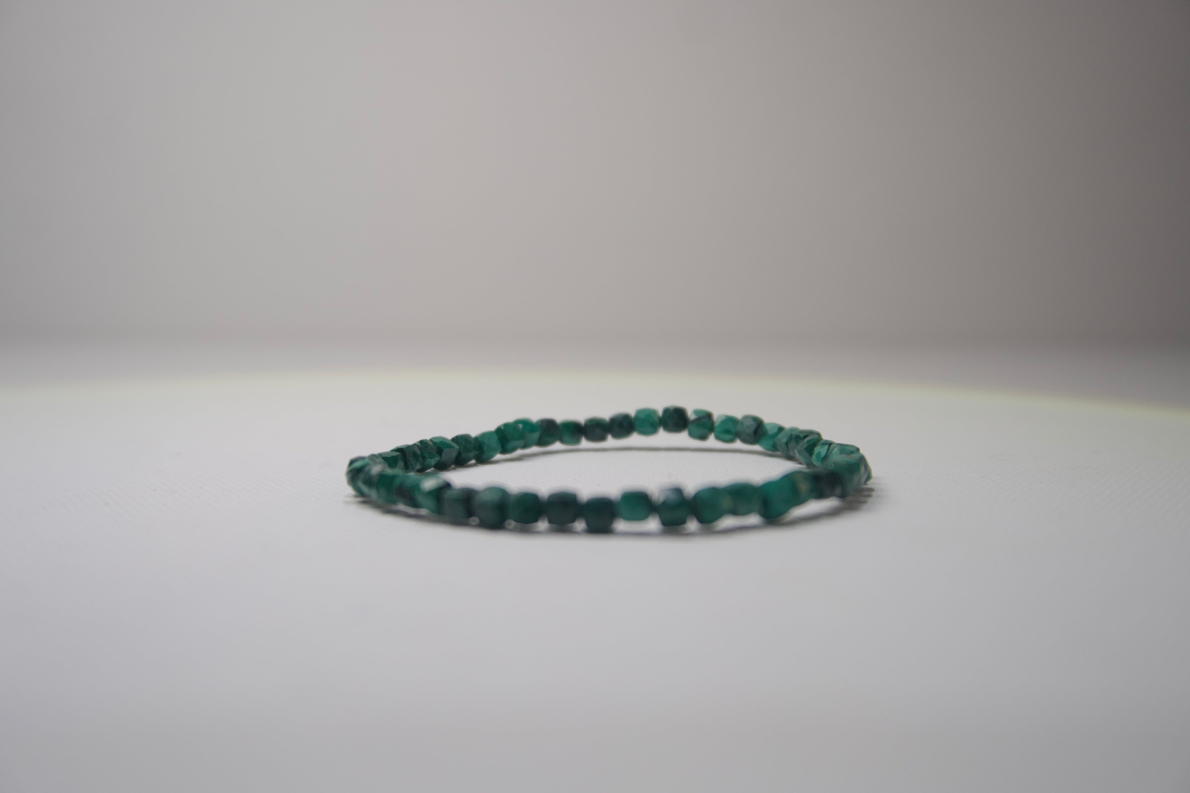 100% Natural Malachite Faceted Gemstone Stretch Bracelet | Handmade Genuine Green Crystal Beaded Bracelet