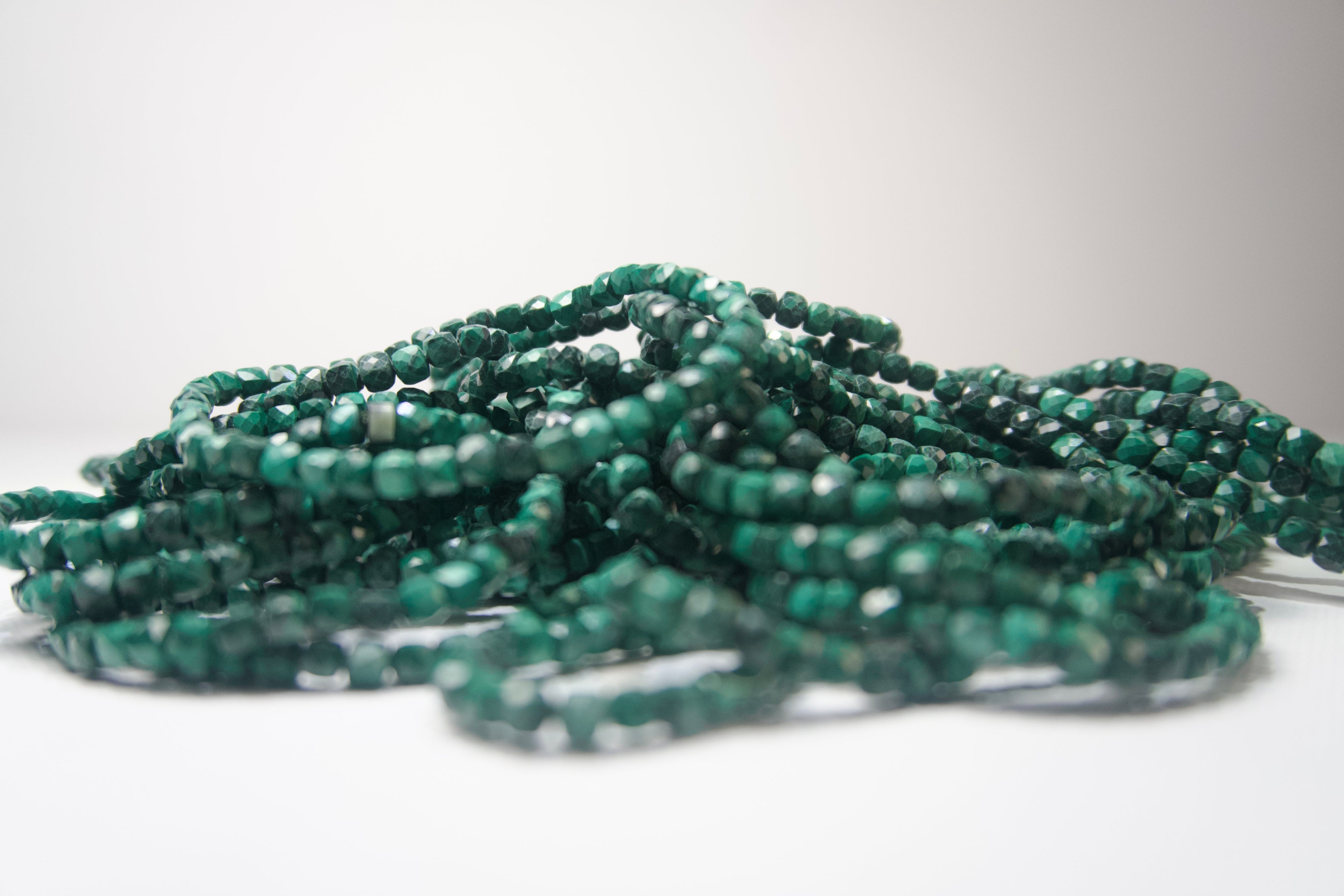 100% Natural Malachite Faceted Gemstone Stretch Bracelet | Handmade Genuine Green Crystal Beaded Bracelet