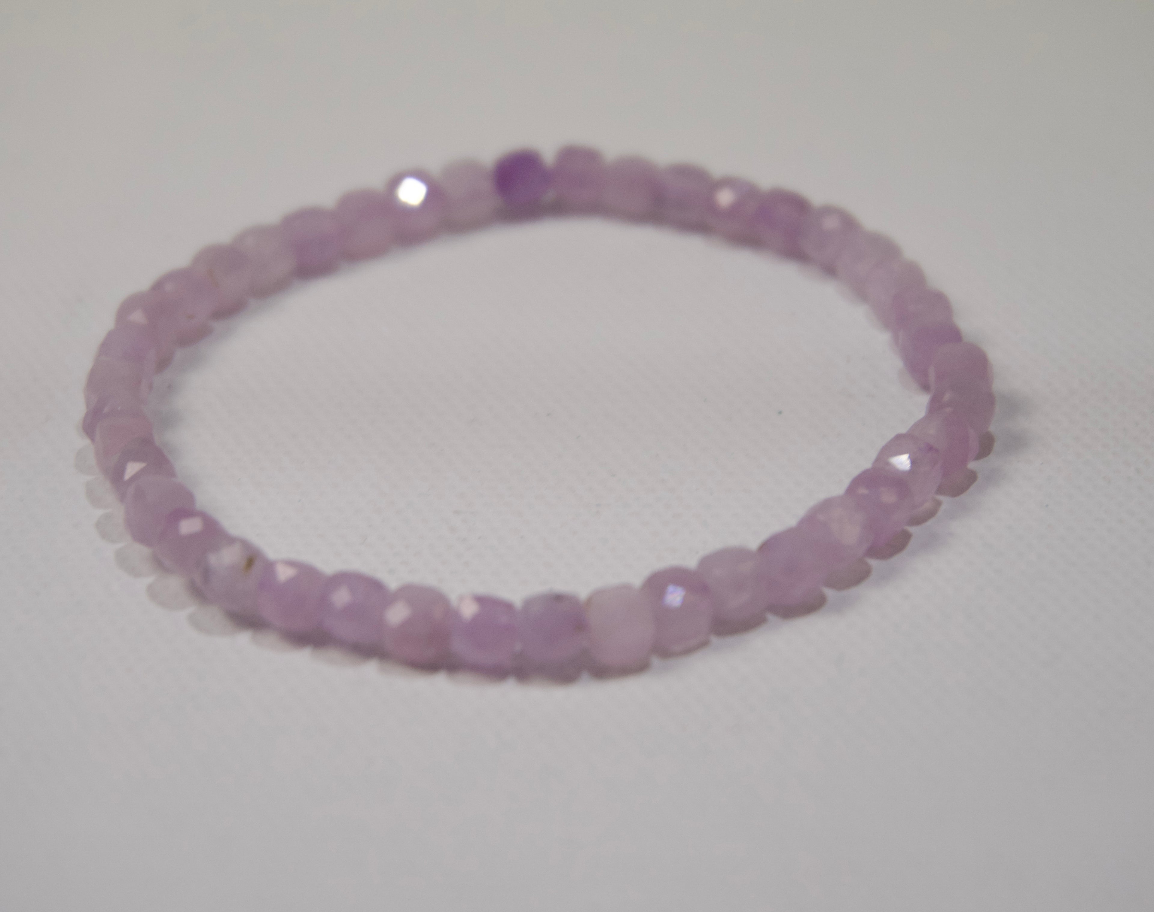 100% Natural Kunzite Faceted Gemstone Stretch Bracelet | Handmade Genuine Pink Crystal Beaded Bracelet