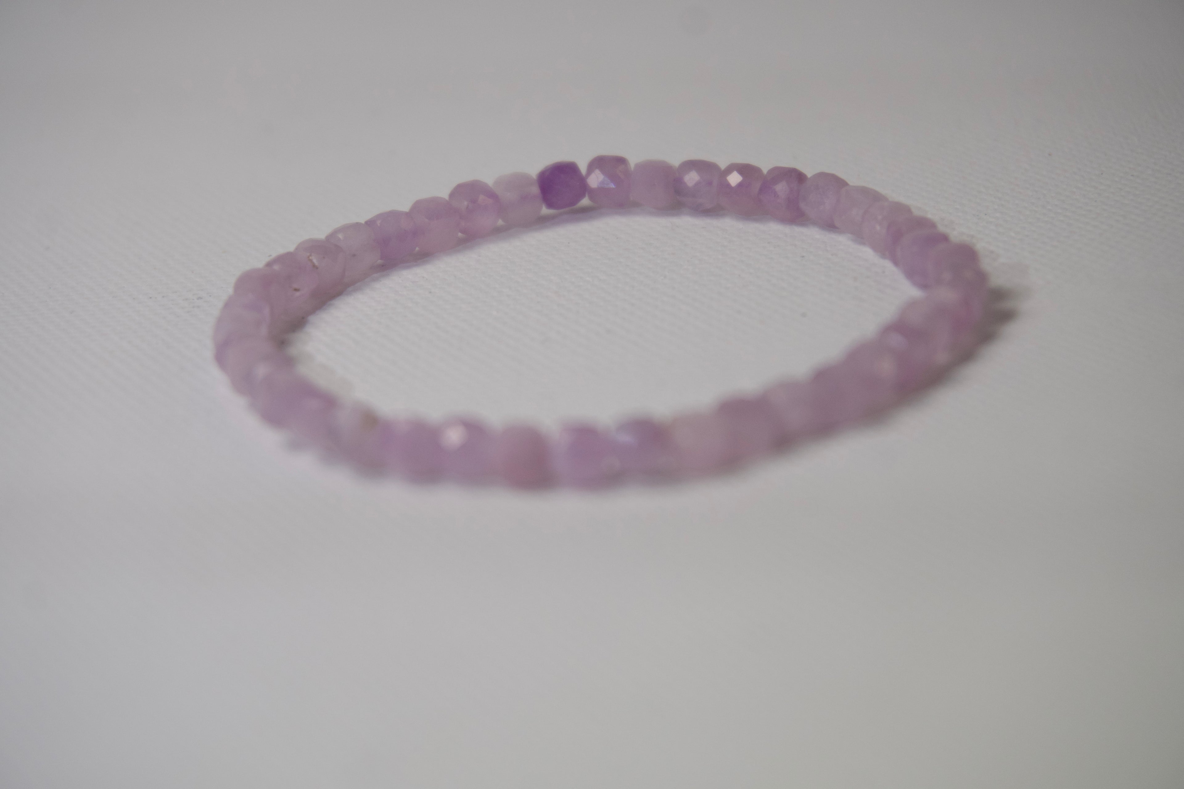 100% Natural Kunzite Faceted Gemstone Stretch Bracelet | Handmade Genuine Pink Crystal Beaded Bracelet