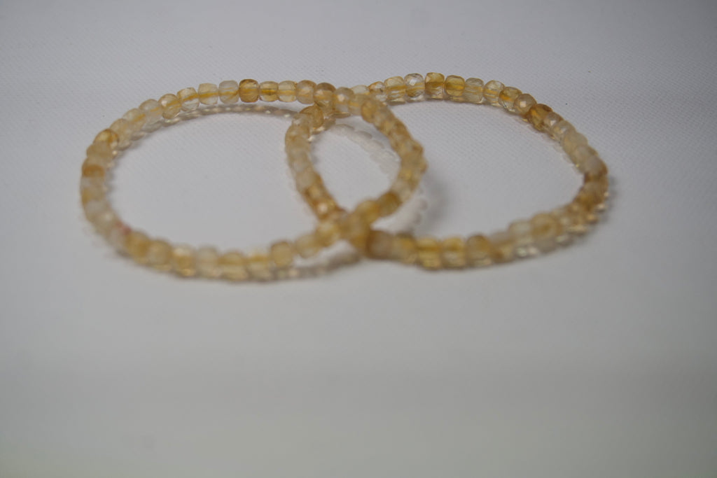 100% Natural Citrine Faceted Gemstone Stretch Bracelet | Handmade Genuine Yellow Crystal Beaded Bracelet