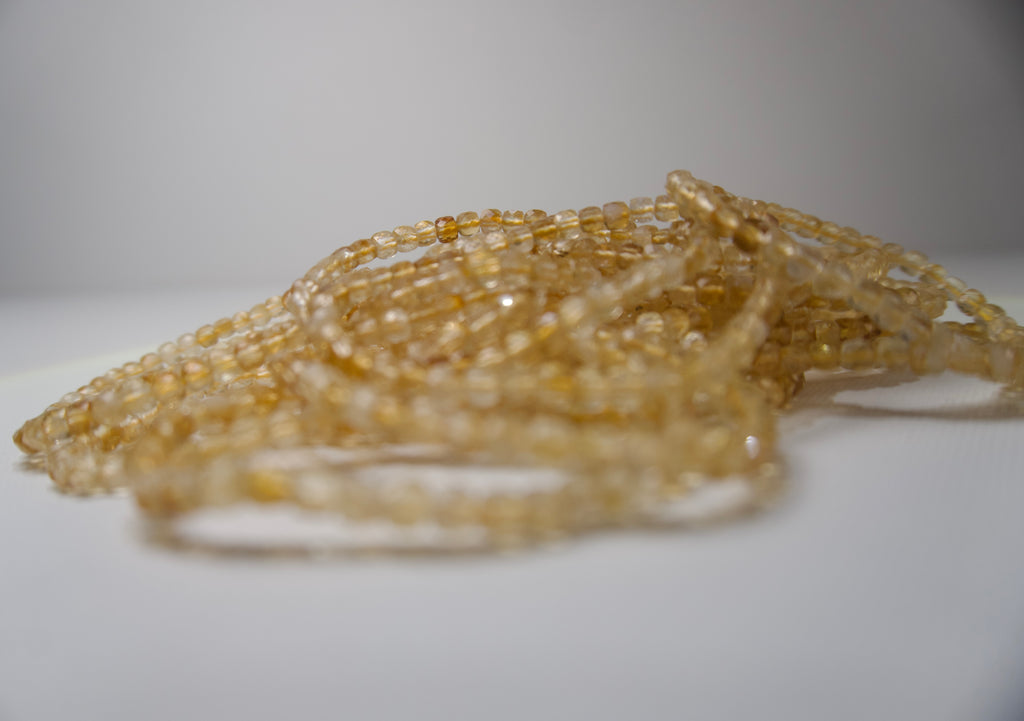 100% Natural Citrine Faceted Gemstone Stretch Bracelet | Handmade Genuine Yellow Crystal Beaded Bracelet