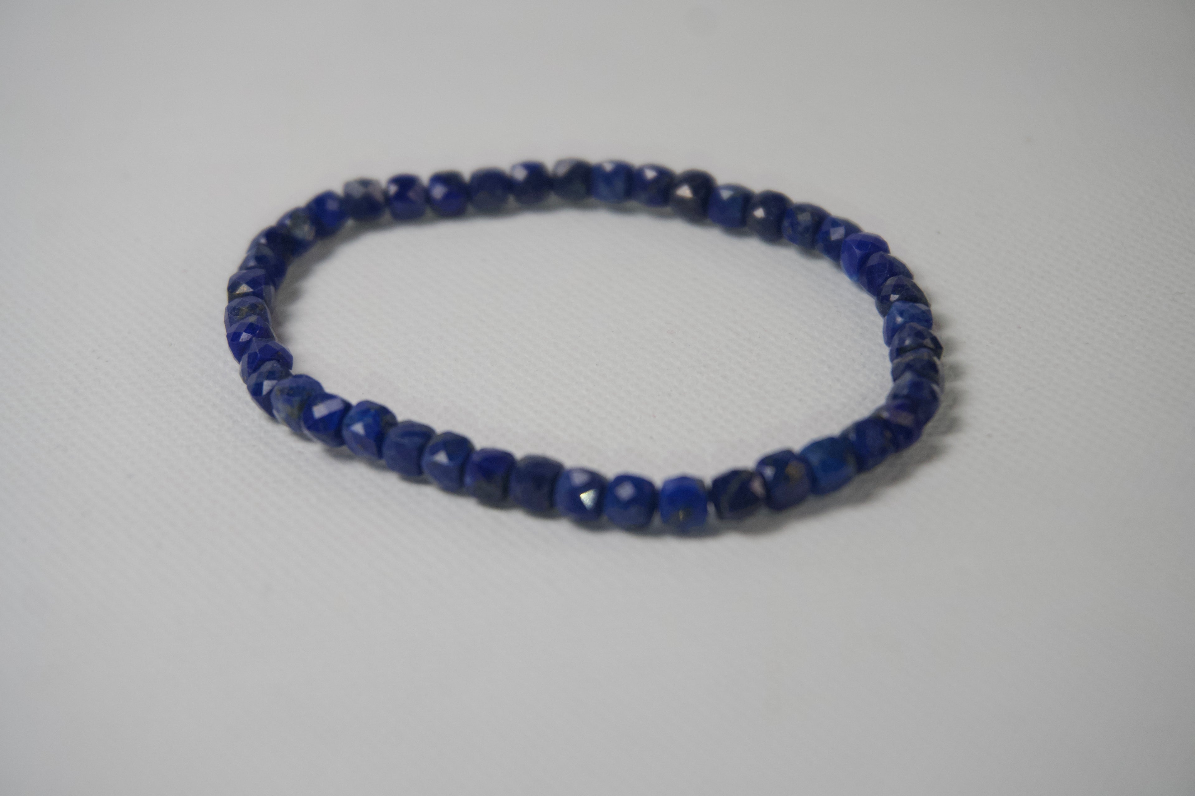 100% Natural Lapis Lazuli Faceted Beaded Stretch Bracelet | Genuine Blue Gemstone Crystal Bracelet