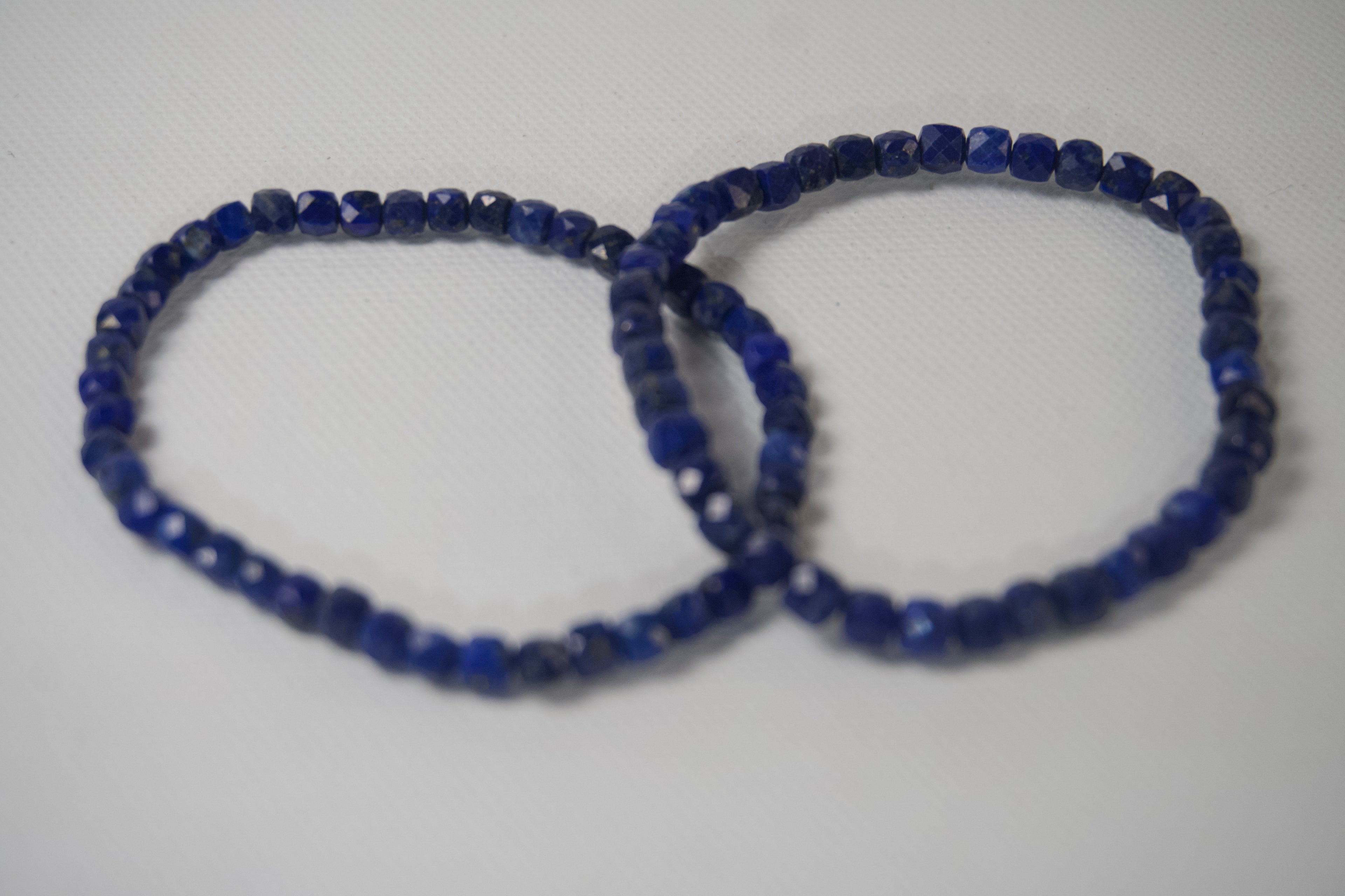 100% Natural Lapis Lazuli Faceted Beaded Stretch Bracelet | Genuine Blue Gemstone Crystal Bracelet