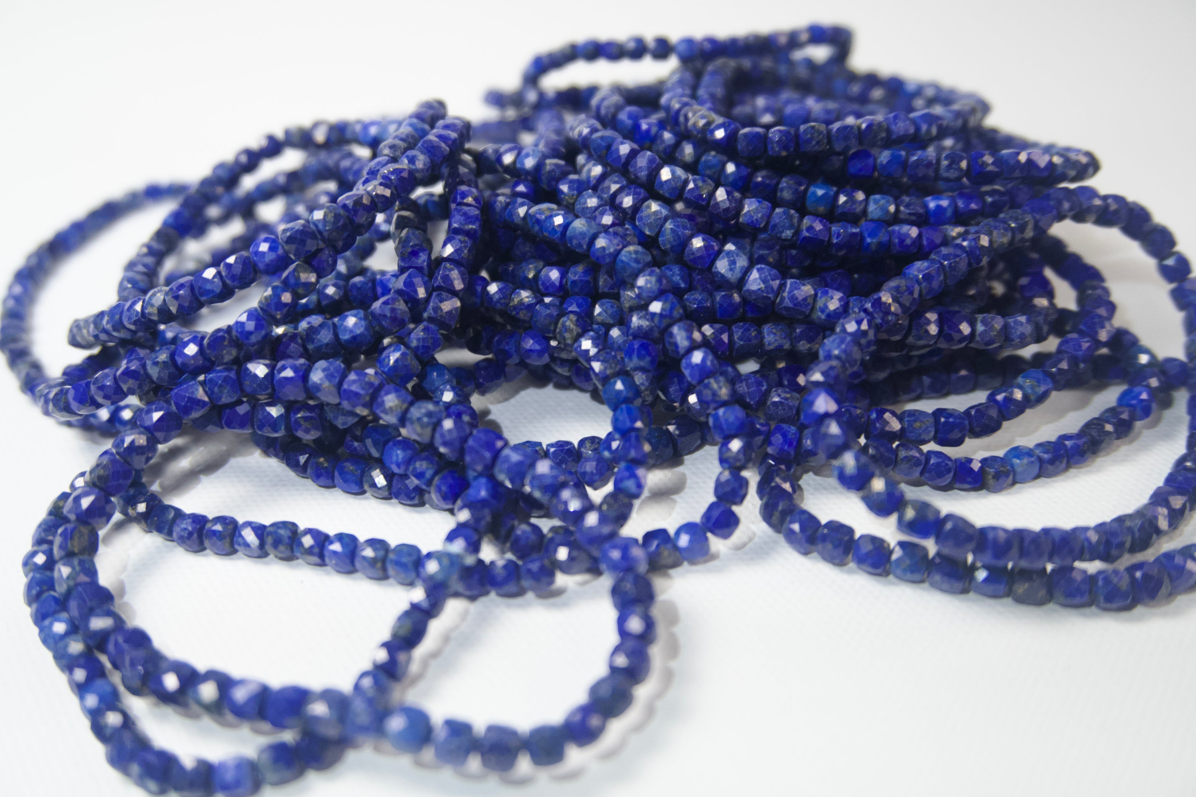 100% Natural Lapis Lazuli Faceted Beaded Stretch Bracelet | Genuine Blue Gemstone Crystal Bracelet