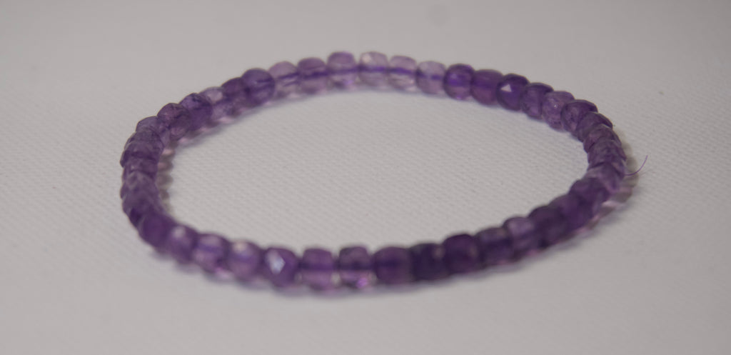 100% Natural Amethyst Faceted Beaded Stretch Bracelet | Genuine Purple Gemstone Crystal Bracelet