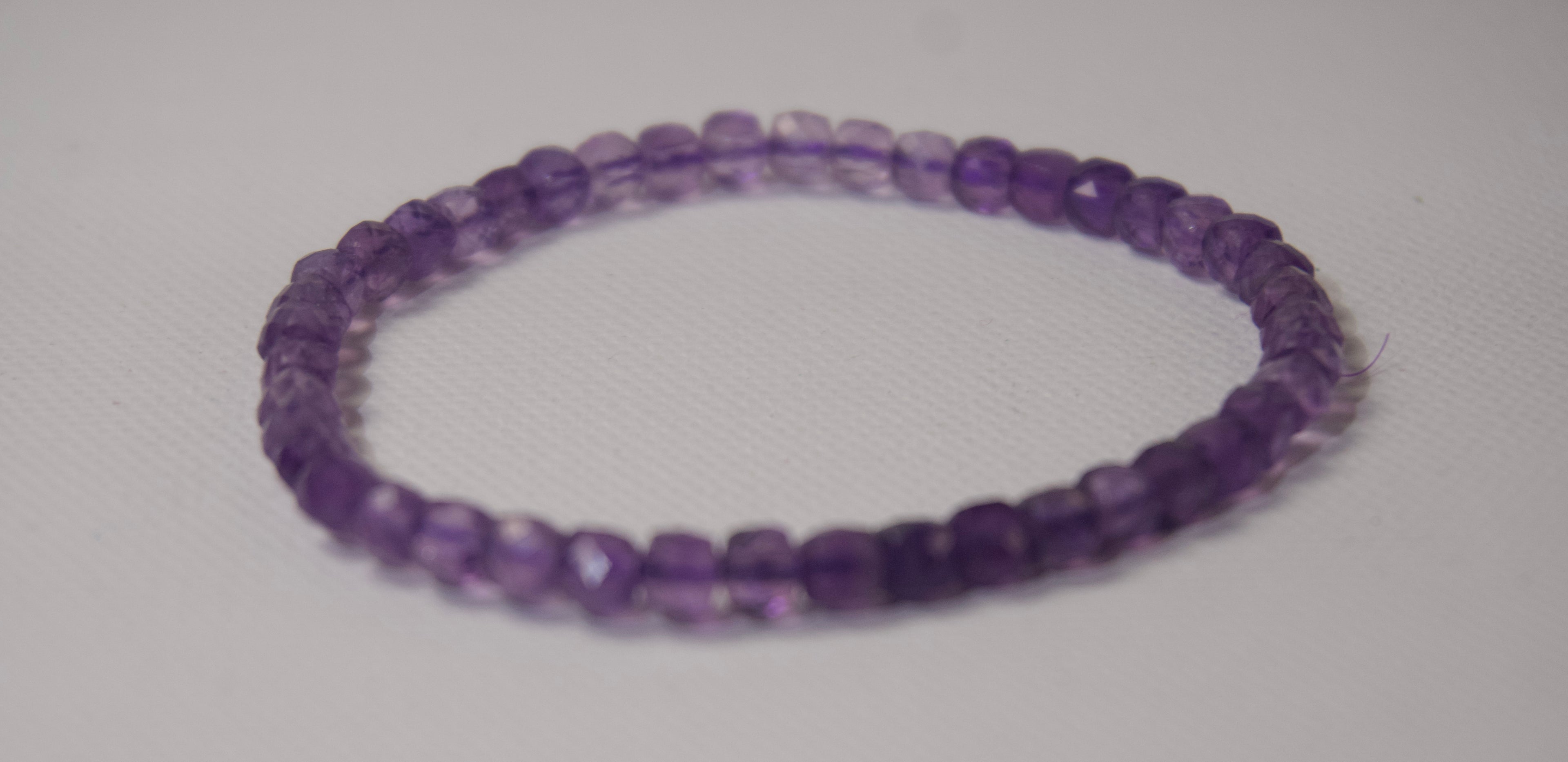 100% Natural Amethyst Faceted Beaded Stretch Bracelet | Genuine Purple Gemstone Crystal Bracelet
