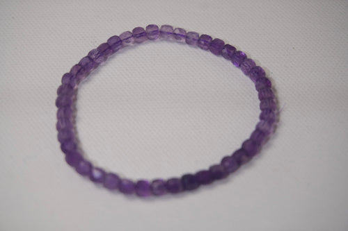 100% Natural Amethyst Faceted Beaded Stretch Bracelet | Genuine Purple Gemstone Crystal Bracelet