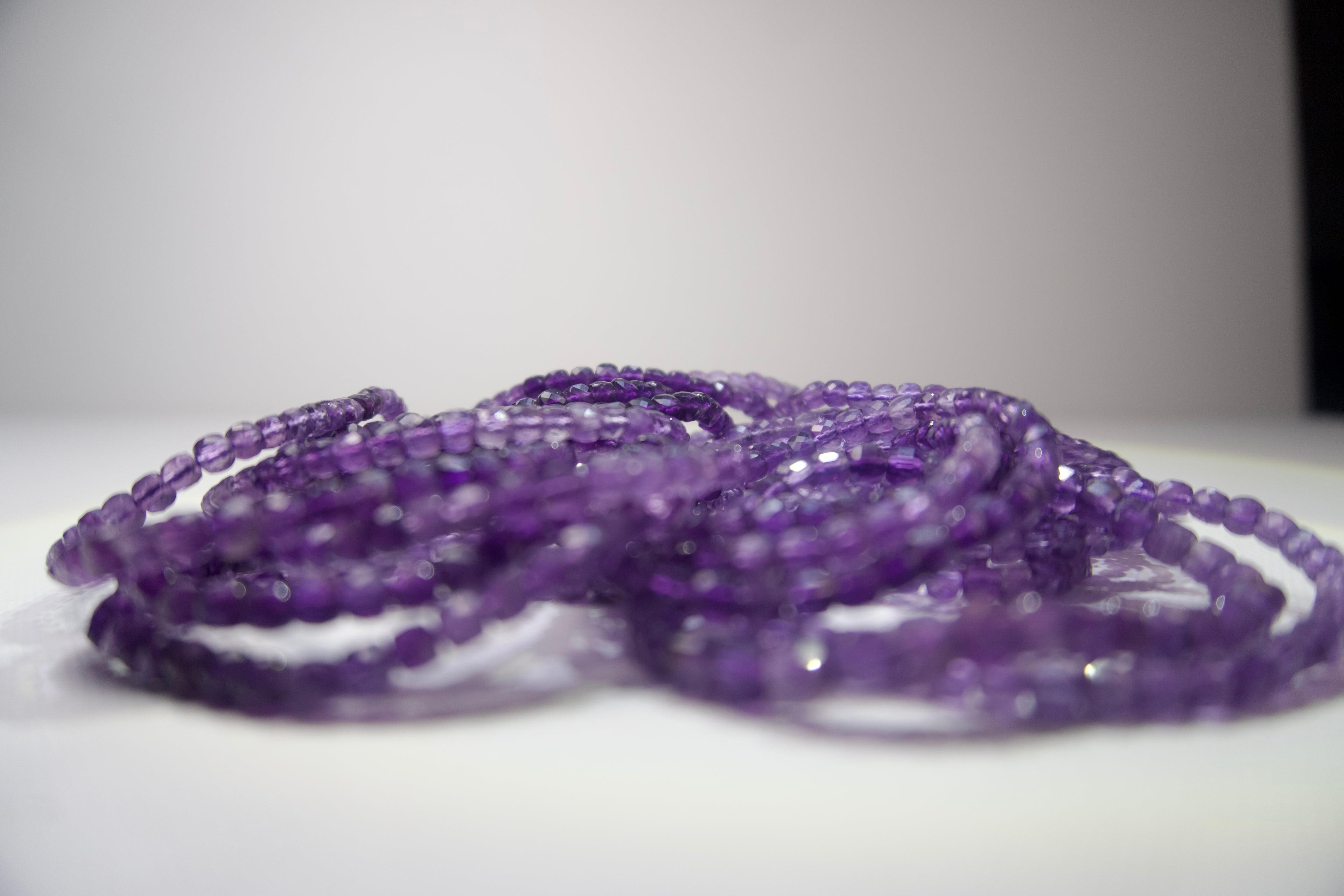 100% Natural Amethyst Faceted Beaded Stretch Bracelet | Genuine Purple Gemstone Crystal Bracelet