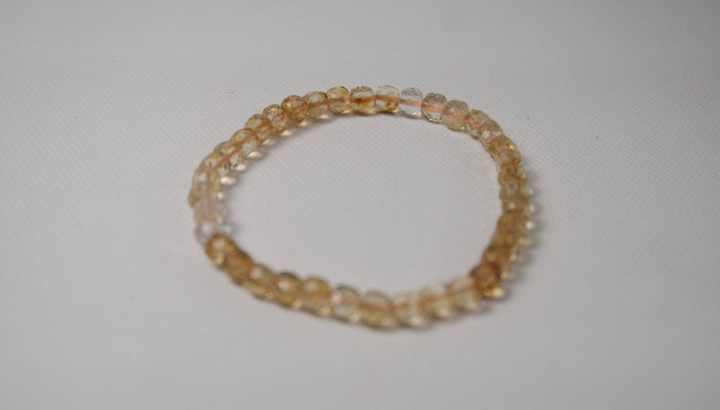 100% Natural Citrine Faceted Beaded Stretch Bracelet | Genuine Yellow Gemstone Crystal Bracelet