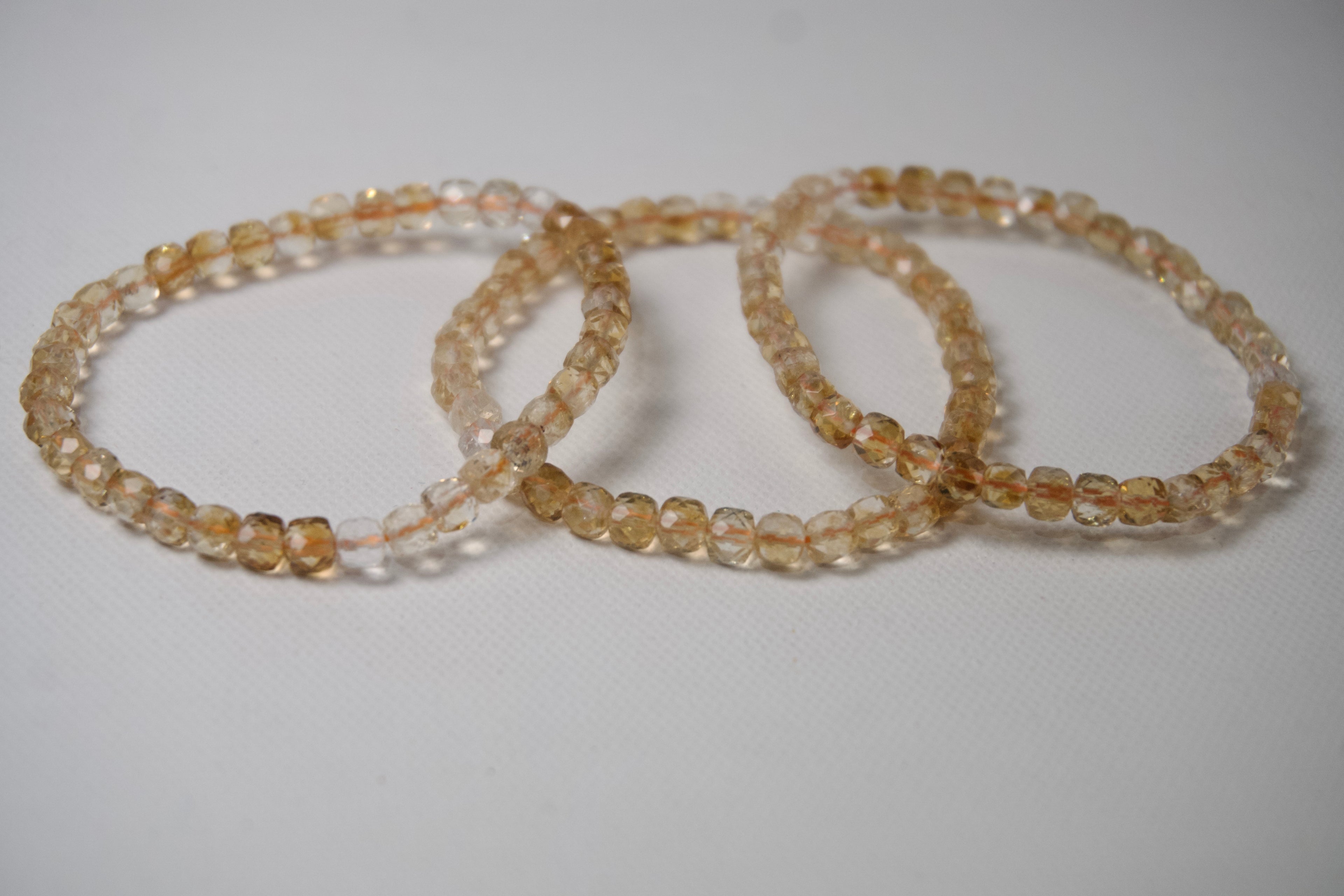 100% Natural Citrine Faceted Beaded Stretch Bracelet | Genuine Yellow Gemstone Crystal Bracelet