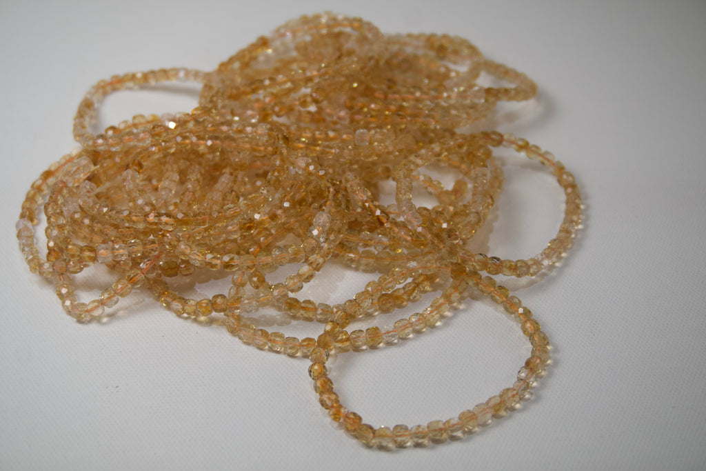 100% Natural Citrine Faceted Beaded Stretch Bracelet | Genuine Yellow Gemstone Crystal Bracelet
