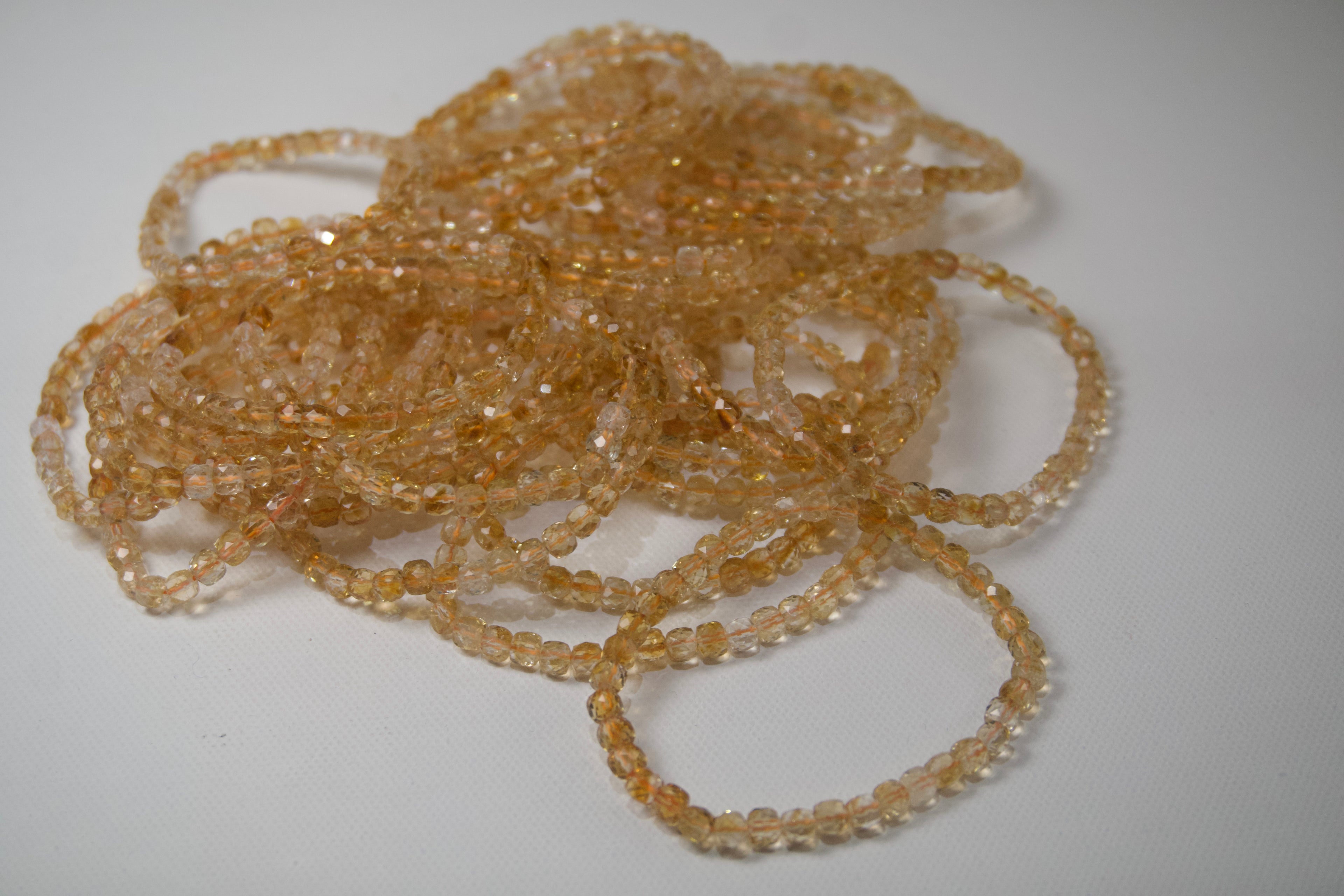 100% Natural Citrine Faceted Beaded Stretch Bracelet | Genuine Yellow Gemstone Crystal Bracelet