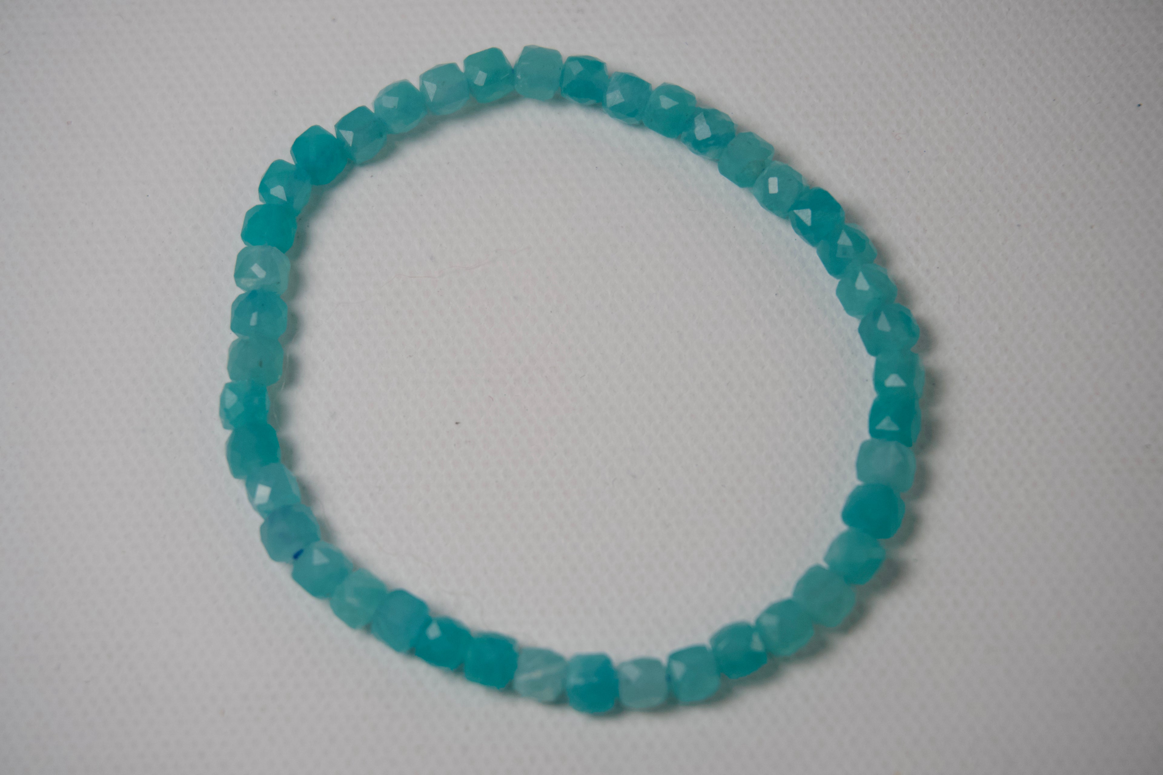100% Natural Amazonite Faceted Beaded Stretch Bracelet | Genuine Blue-Green Gemstone Crystal Bracelet