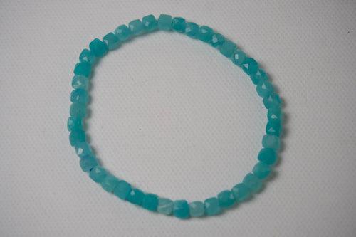 100% Natural Amazonite Faceted Beaded Stretch Bracelet | Genuine Blue-Green Gemstone Crystal Bracelet