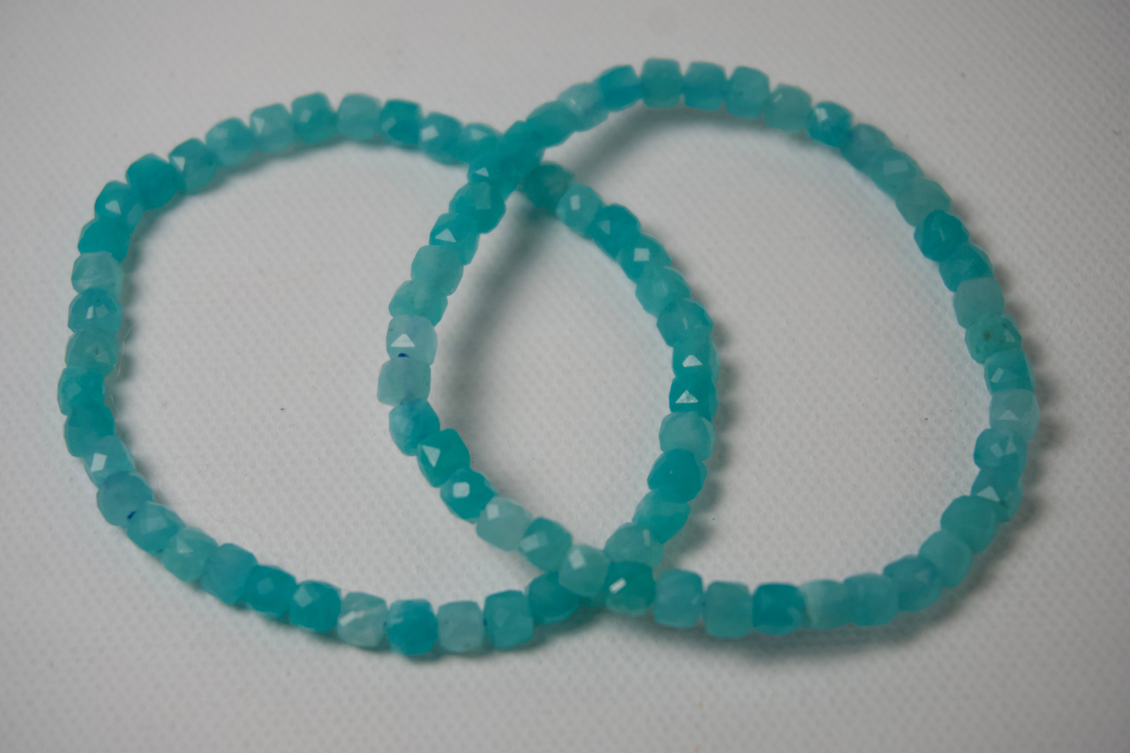 100% Natural Amazonite Faceted Beaded Stretch Bracelet | Genuine Blue-Green Gemstone Crystal Bracelet