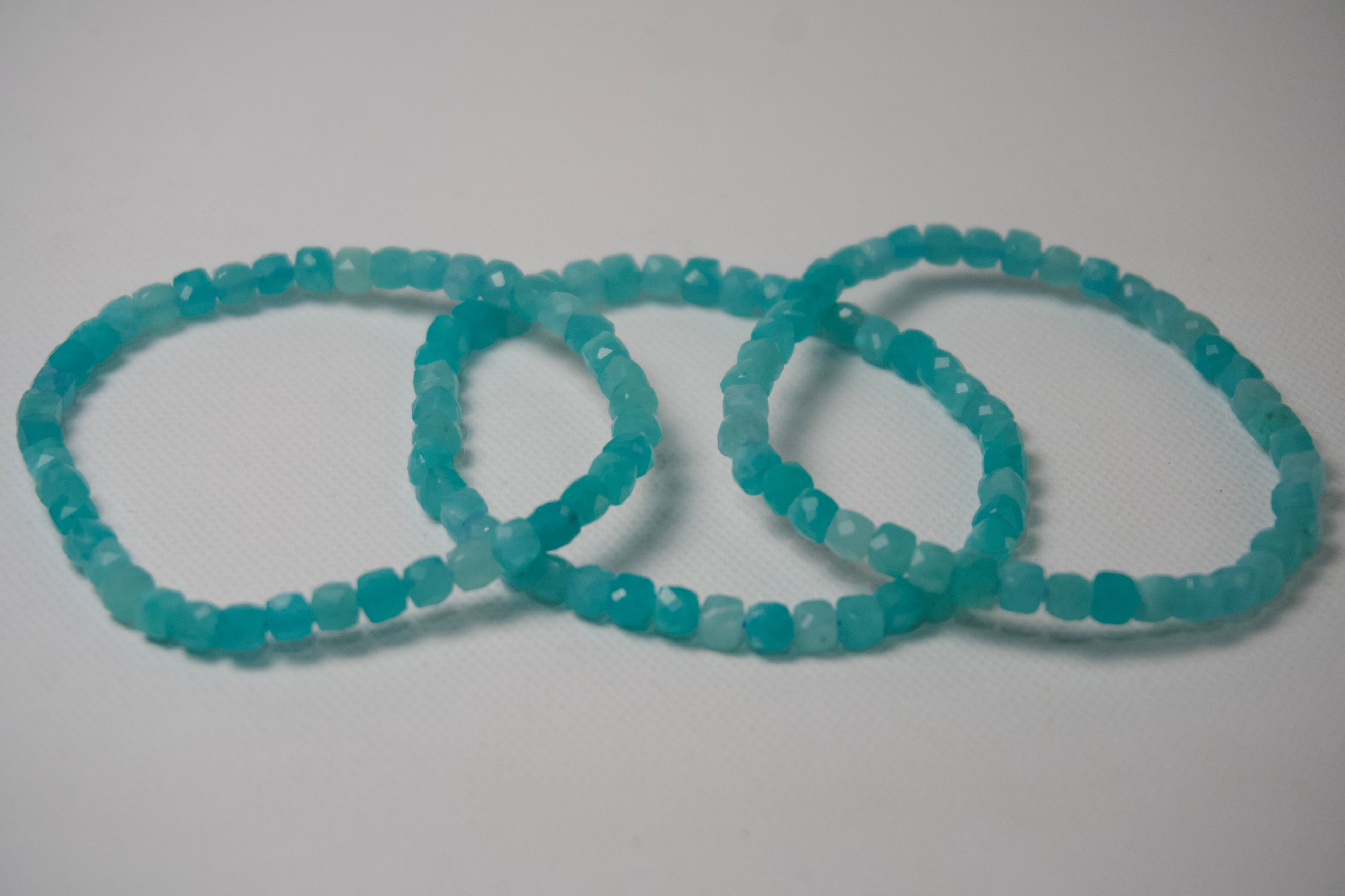100% Natural Amazonite Faceted Beaded Stretch Bracelet | Genuine Blue-Green Gemstone Crystal Bracelet