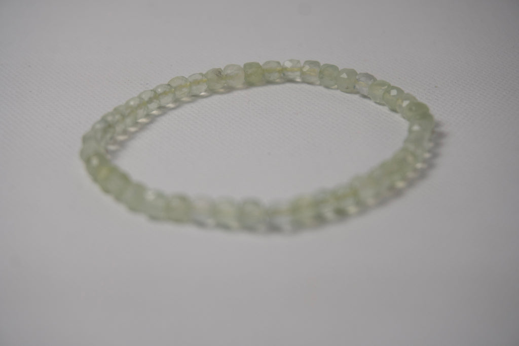 100% Natural Prehnite Faceted Gemstone Stretch Bracelet | Genuine Prehnite Crystal Beaded Bracelet | Handmade Healing Jewelry
