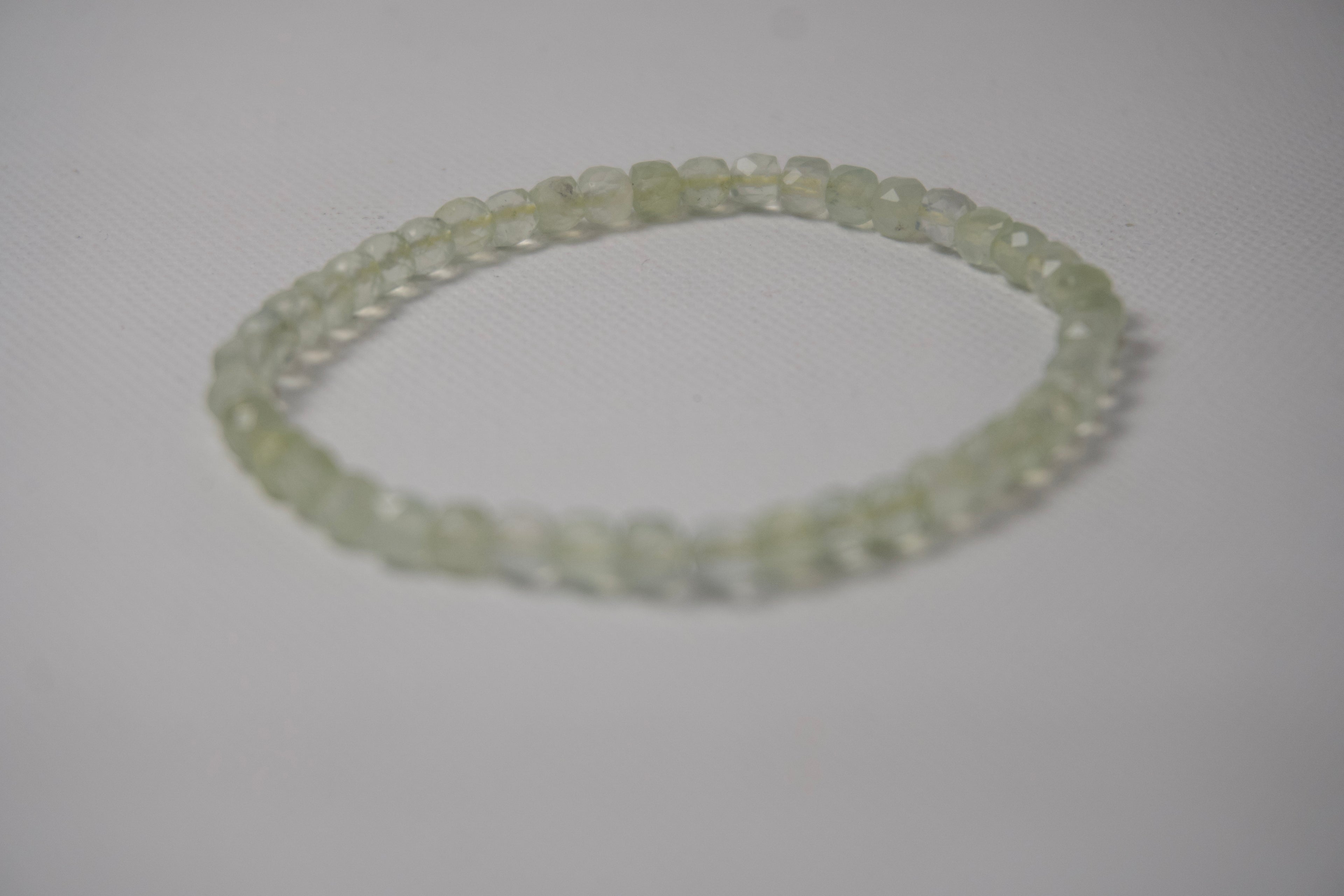 100% Natural Prehnite Faceted Gemstone Stretch Bracelet | Genuine Prehnite Crystal Beaded Bracelet | Handmade Healing Jewelry