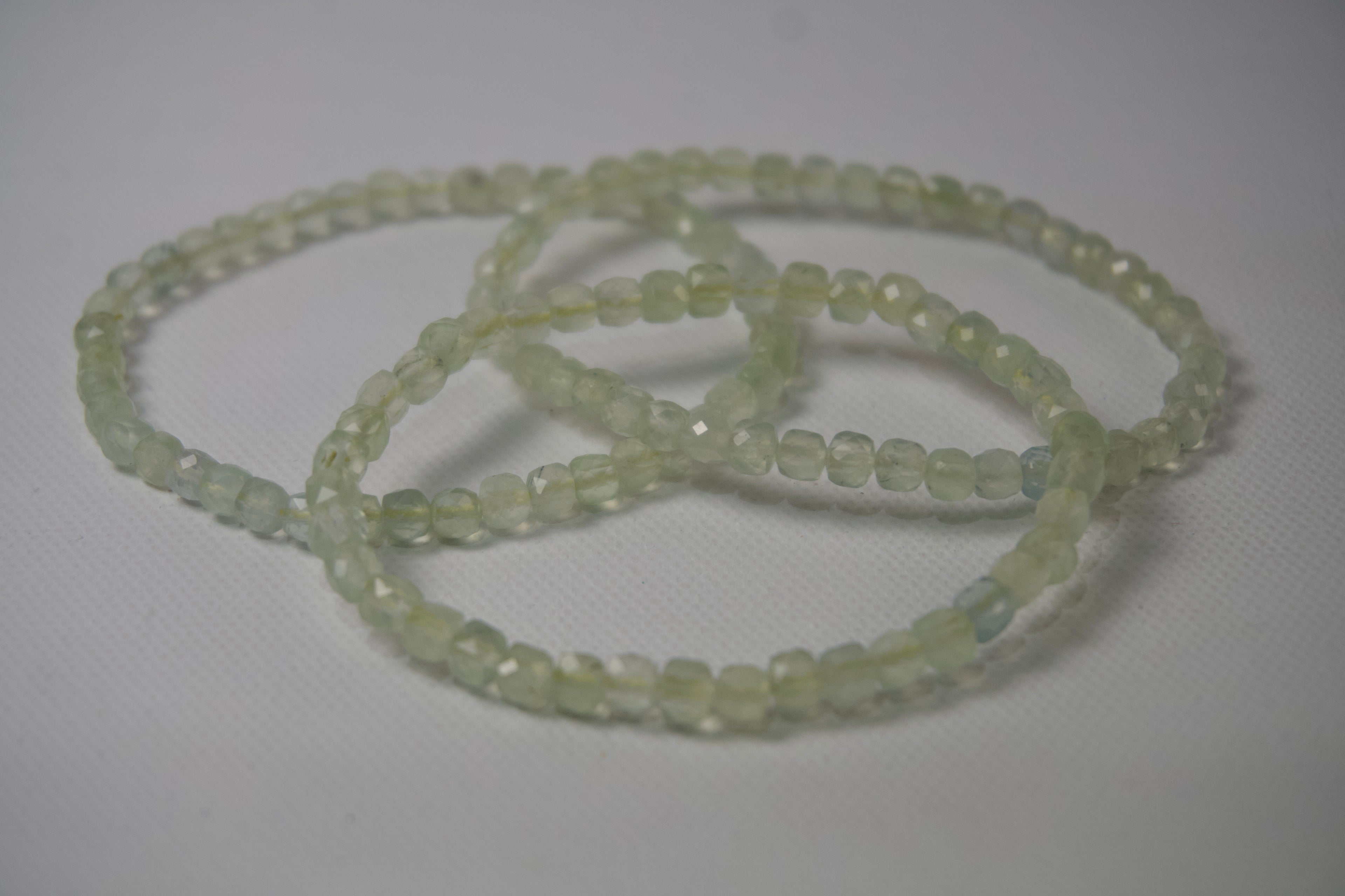 100% Natural Prehnite Faceted Gemstone Stretch Bracelet | Genuine Prehnite Crystal Beaded Bracelet | Handmade Healing Jewelry
