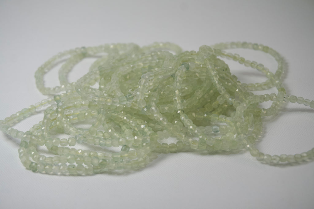 100% Natural Prehnite Faceted Gemstone Stretch Bracelet | Genuine Prehnite Crystal Beaded Bracelet | Handmade Healing Jewelry