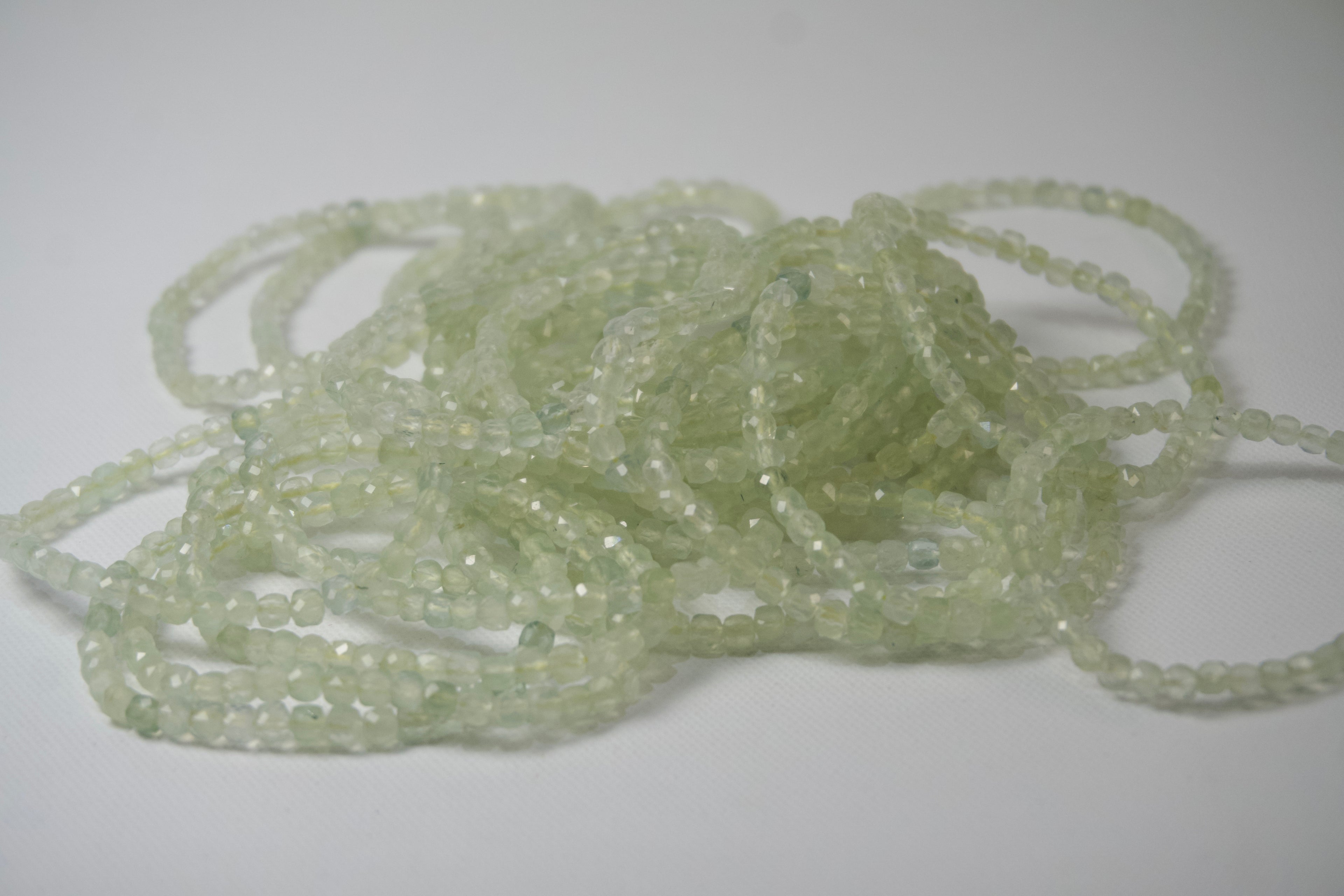 100% Natural Prehnite Faceted Gemstone Stretch Bracelet | Genuine Prehnite Crystal Beaded Bracelet | Handmade Healing Jewelry