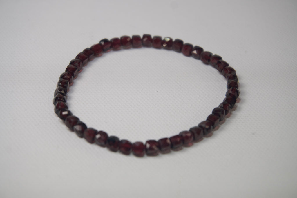 100% Natural Garnet Faceted Gemstone Stretch Bracelet | Genuine Deep Red Garnet Crystal Beaded Bracelet | Handmade Jewelry