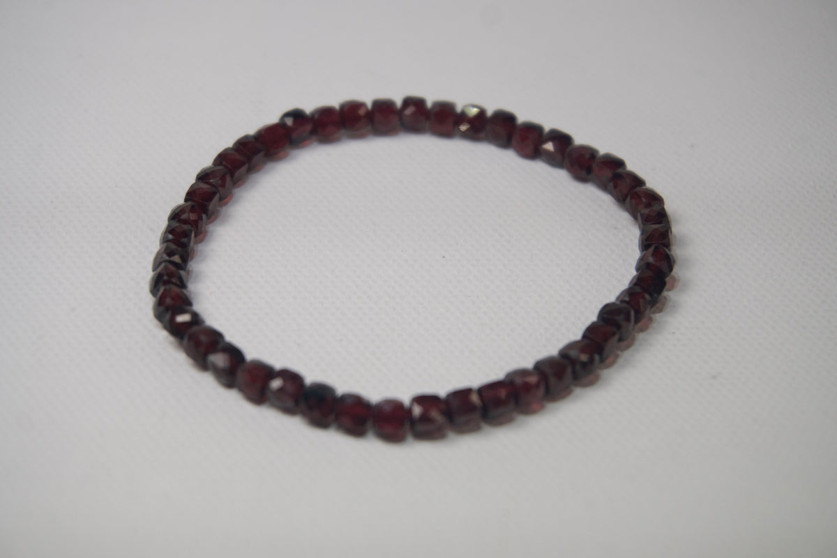 100% Natural Garnet Faceted Gemstone Stretch Bracelet | Genuine Deep Red Garnet Crystal Beaded Bracelet | Handmade Jewelry