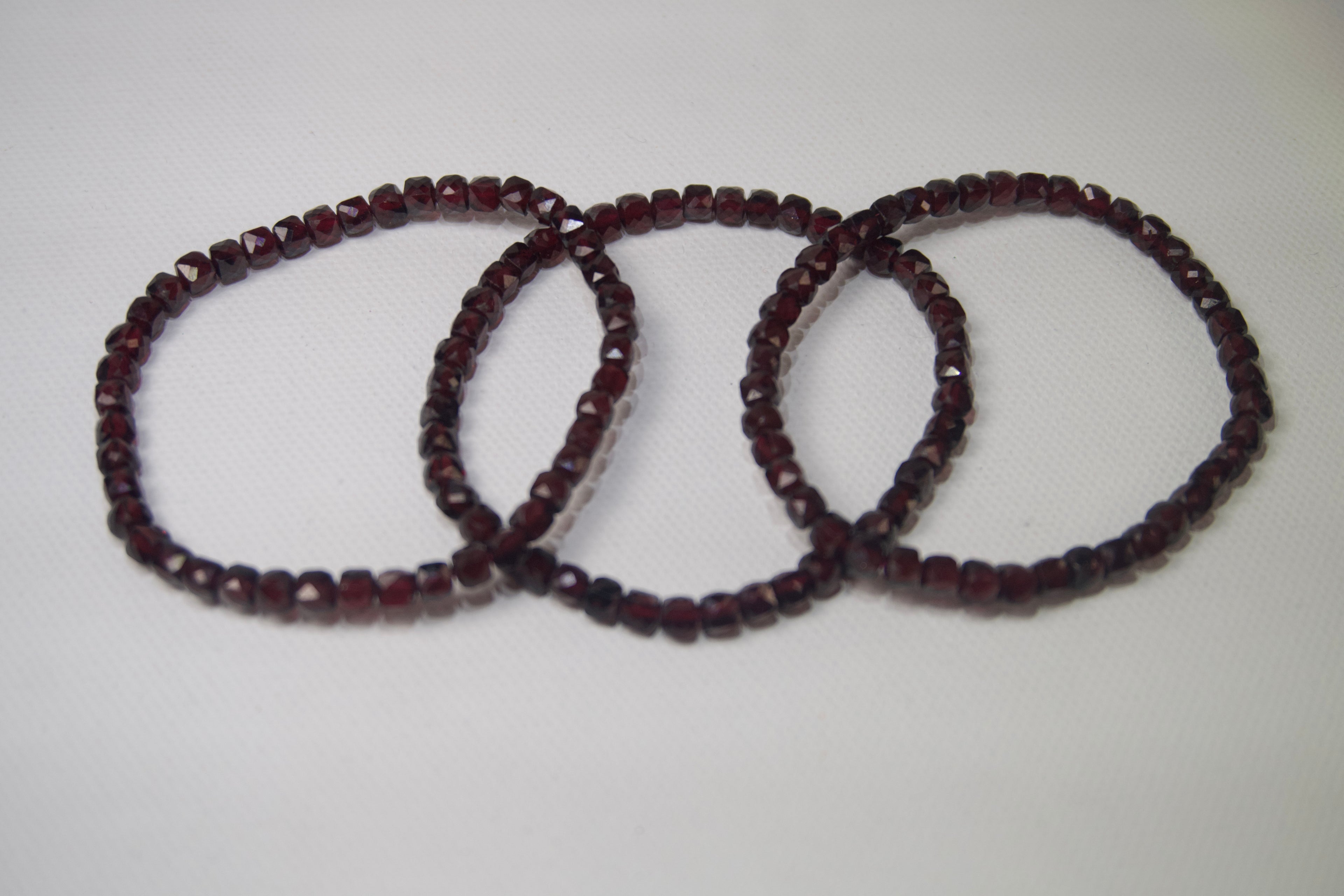 100% Natural Garnet Faceted Gemstone Stretch Bracelet | Genuine Deep Red Garnet Crystal Beaded Bracelet | Handmade Jewelry