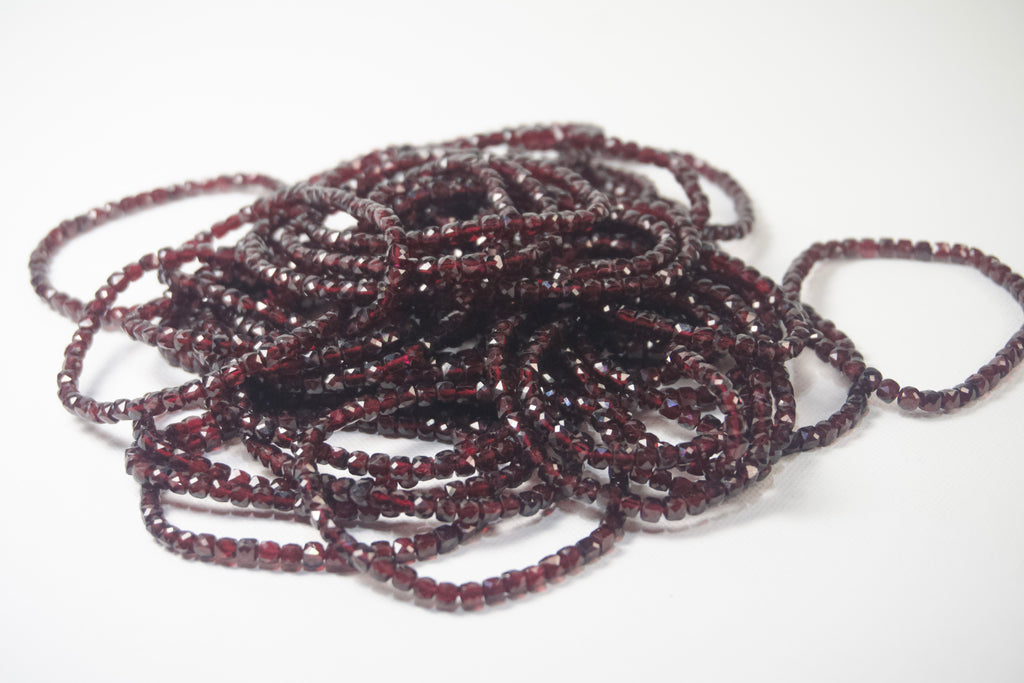 100% Natural Garnet Faceted Gemstone Stretch Bracelet | Genuine Deep Red Garnet Crystal Beaded Bracelet | Handmade Jewelry
